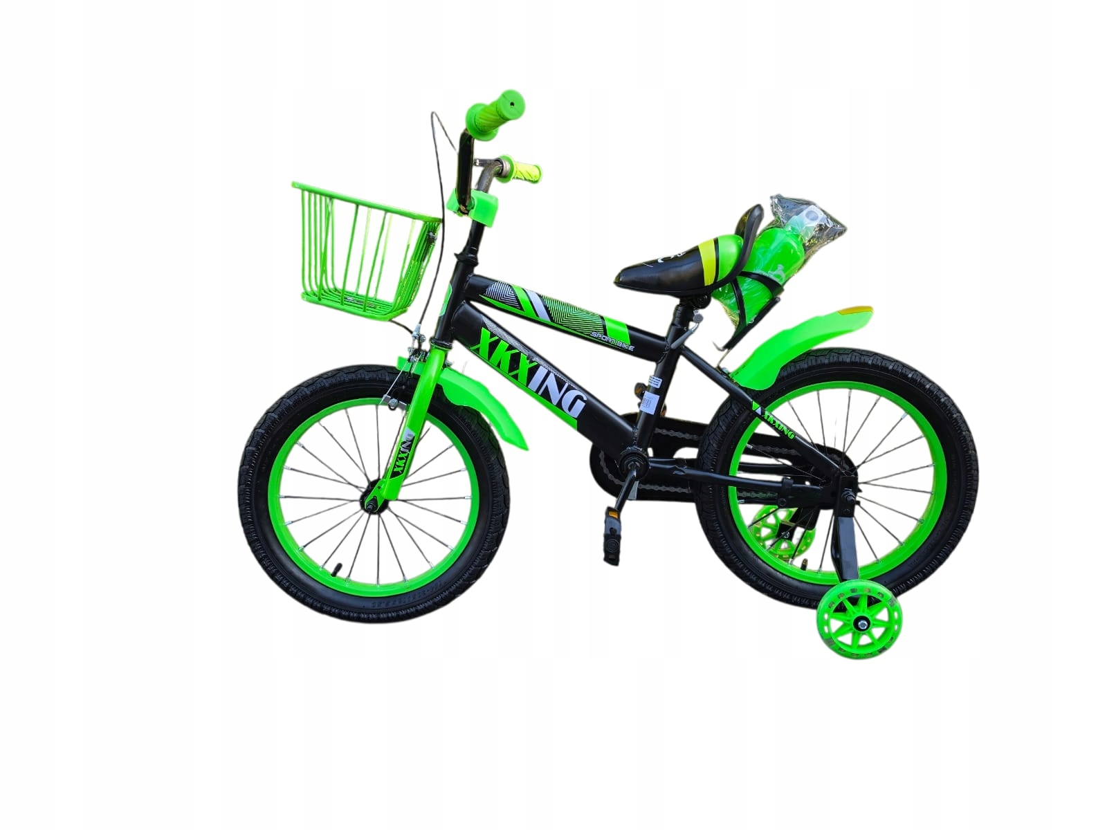 Rower Rowerek Dziecięcy Koło 16 Cali Bmx Kosz Kółka Zielony czarny