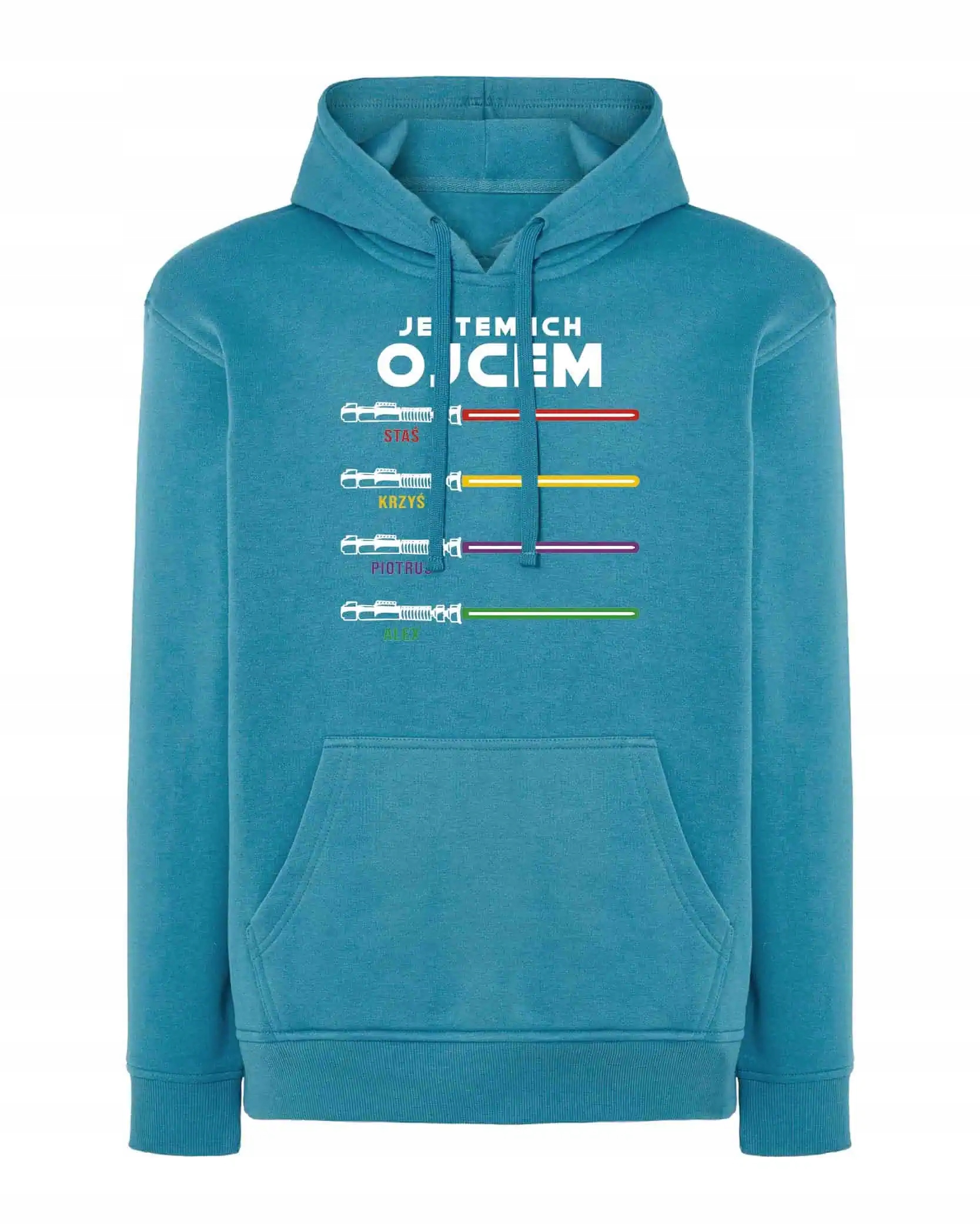 Mikina s kapucí s personalizací a jmény "Jsem jejich otec" modrá, velikost L