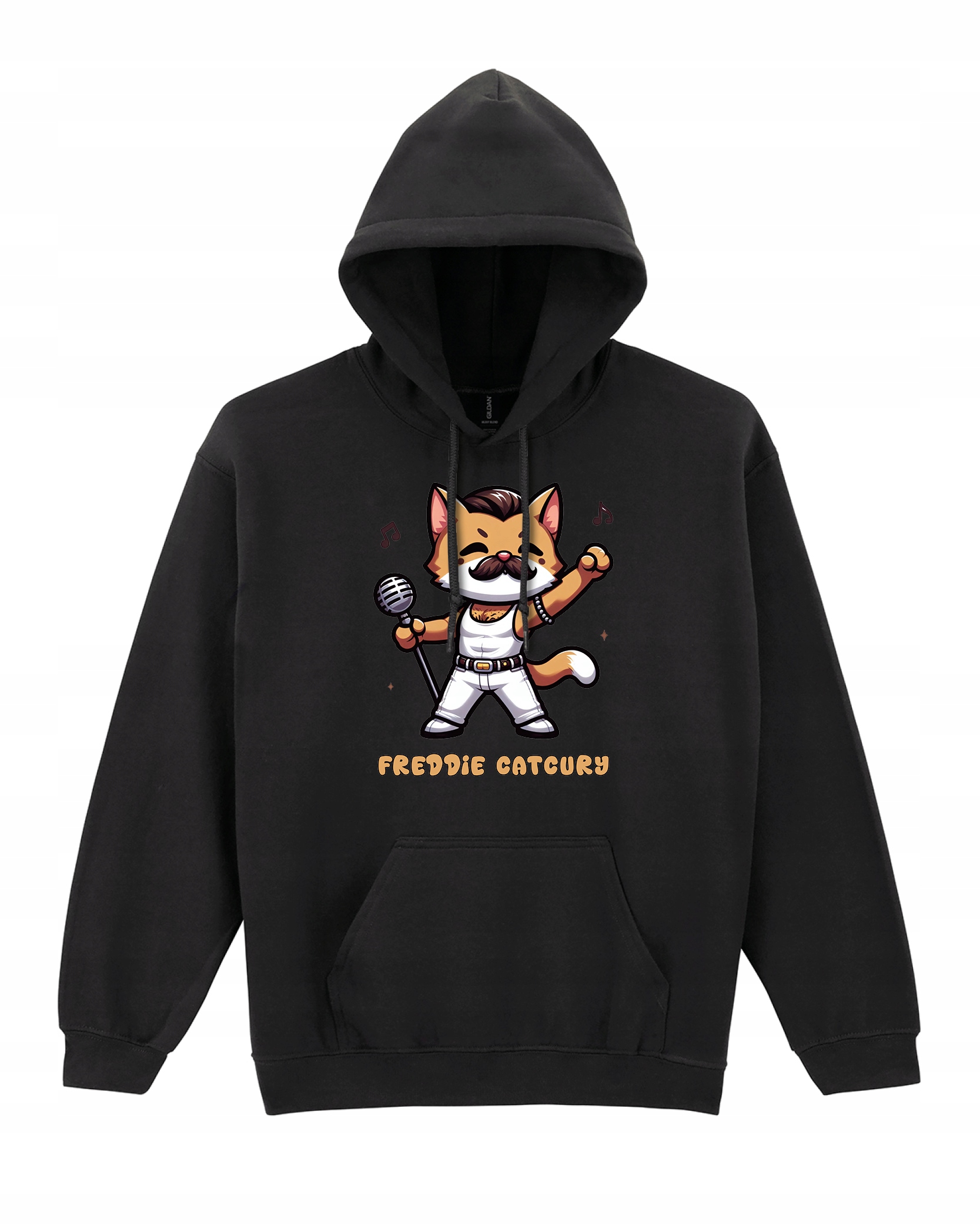 Mikina s kapucí Freddie Mercury Queen Kočka Parodia Černá L