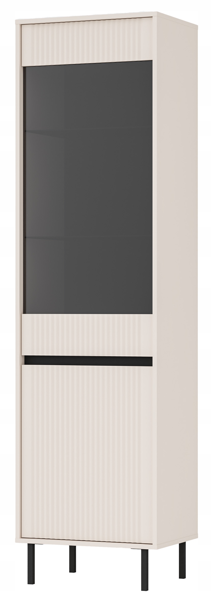 Dvoudveřová vitrína Osaka s rýhovaným čelem 56 cm, písková béžová