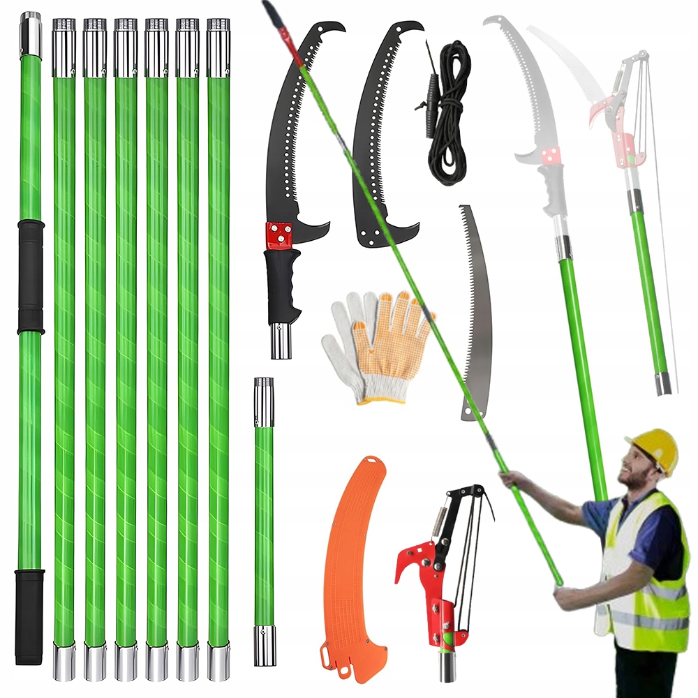 Teleskopová Pila S Nůžkami Na Prořezávání Stromů 2-8 M S Přepravní Taškou