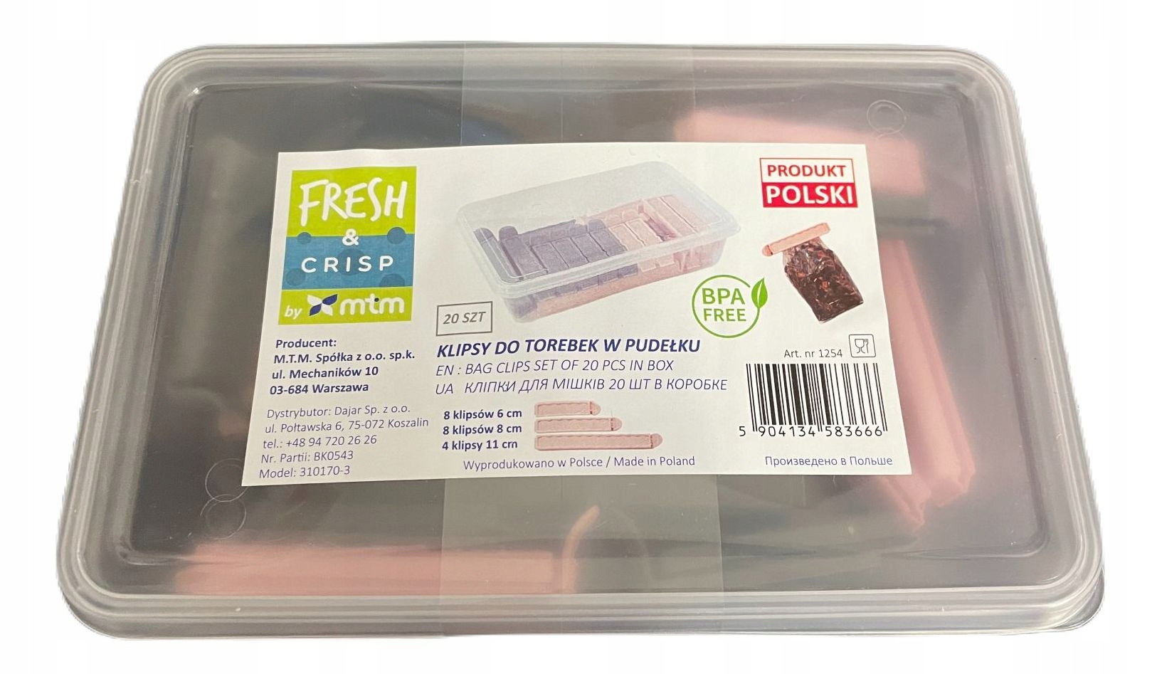 

Zestaw 20 klipsów klipsy do torebek różowo-szare