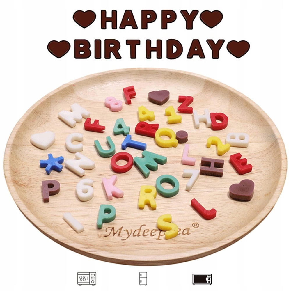 FOREMKA SILIKONOWA cyferki DO CZEKOLADY HAPPY BIRTHDAY literki ŻELKÓW MASY Kod producenta Forma silikonowa LITERY LITERKI ALFABET
