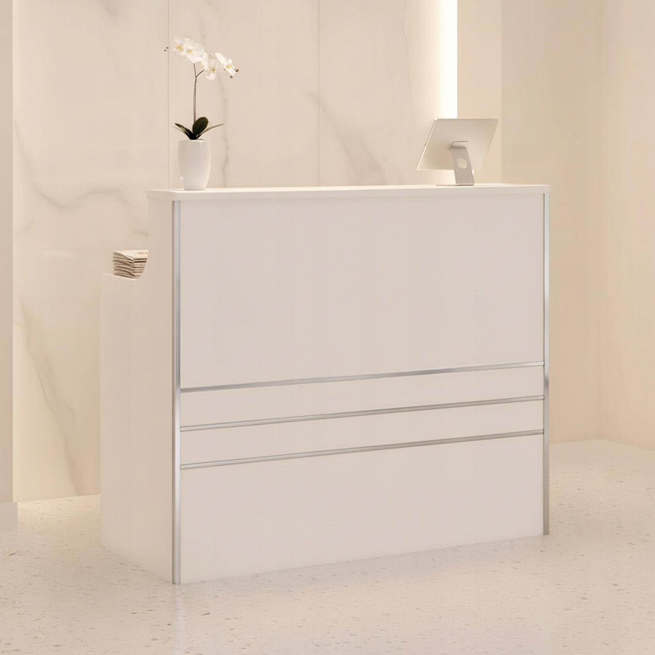 Lakovaná kadeřnická recepce Alexa 120 cm, kosmetická, do Spa salonu
