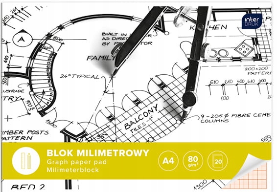 INTERDRUK BLOK MILIMETROWY A4 20 kartek