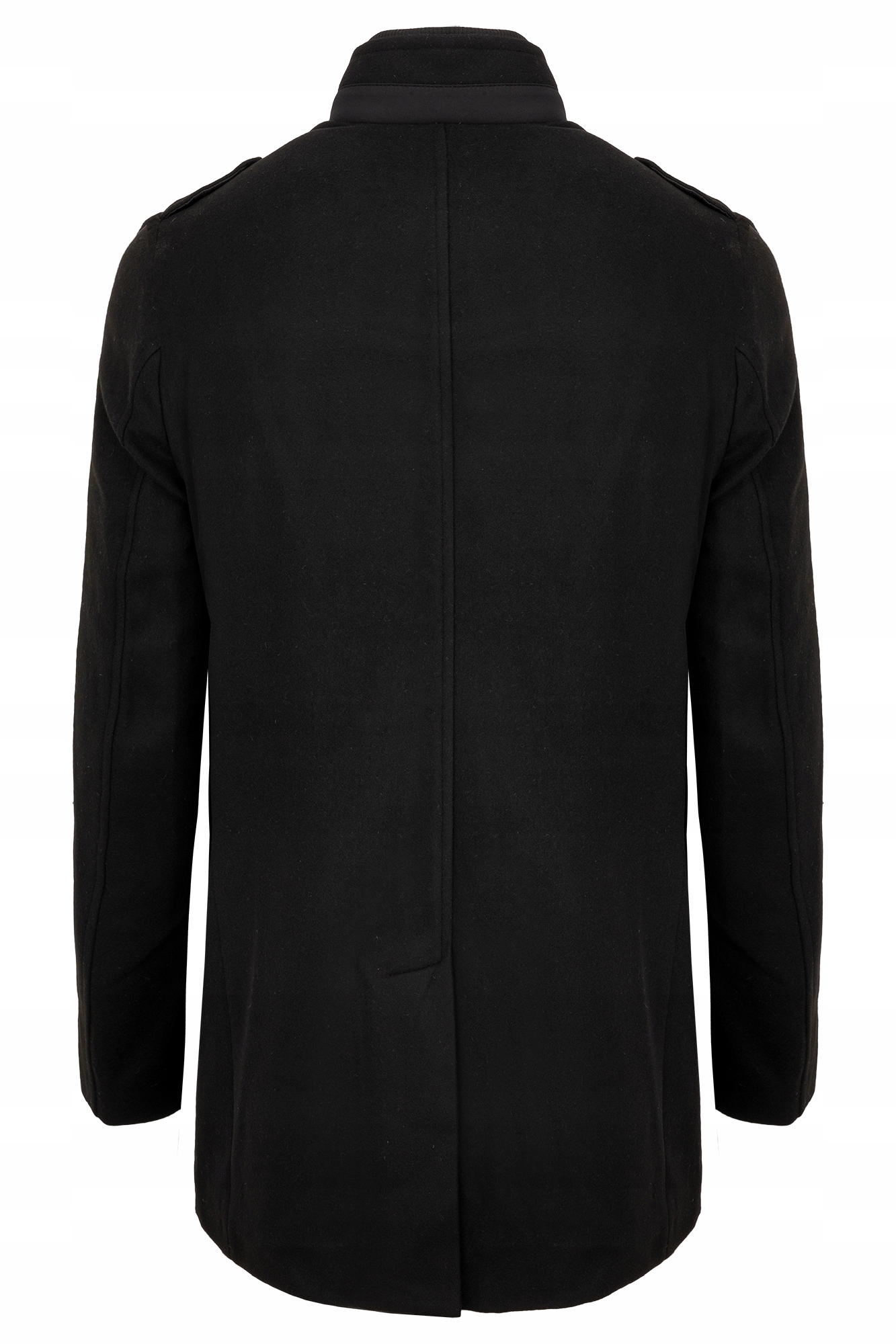 PŁASZCZ MĘSKI CZARNY ELEGANCKI STÓJKA OCIEPLANY PAGONY CASUAL KURTKA: 52 Rozmiar 52