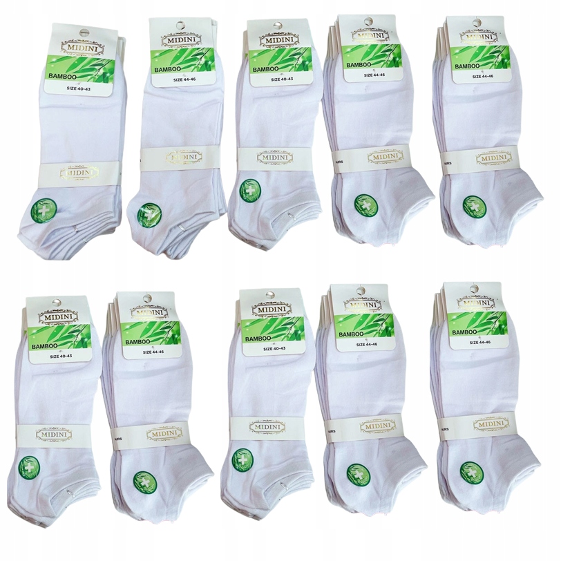 

Stopki Męskie skarpety 100% Bambus sportowe Białe