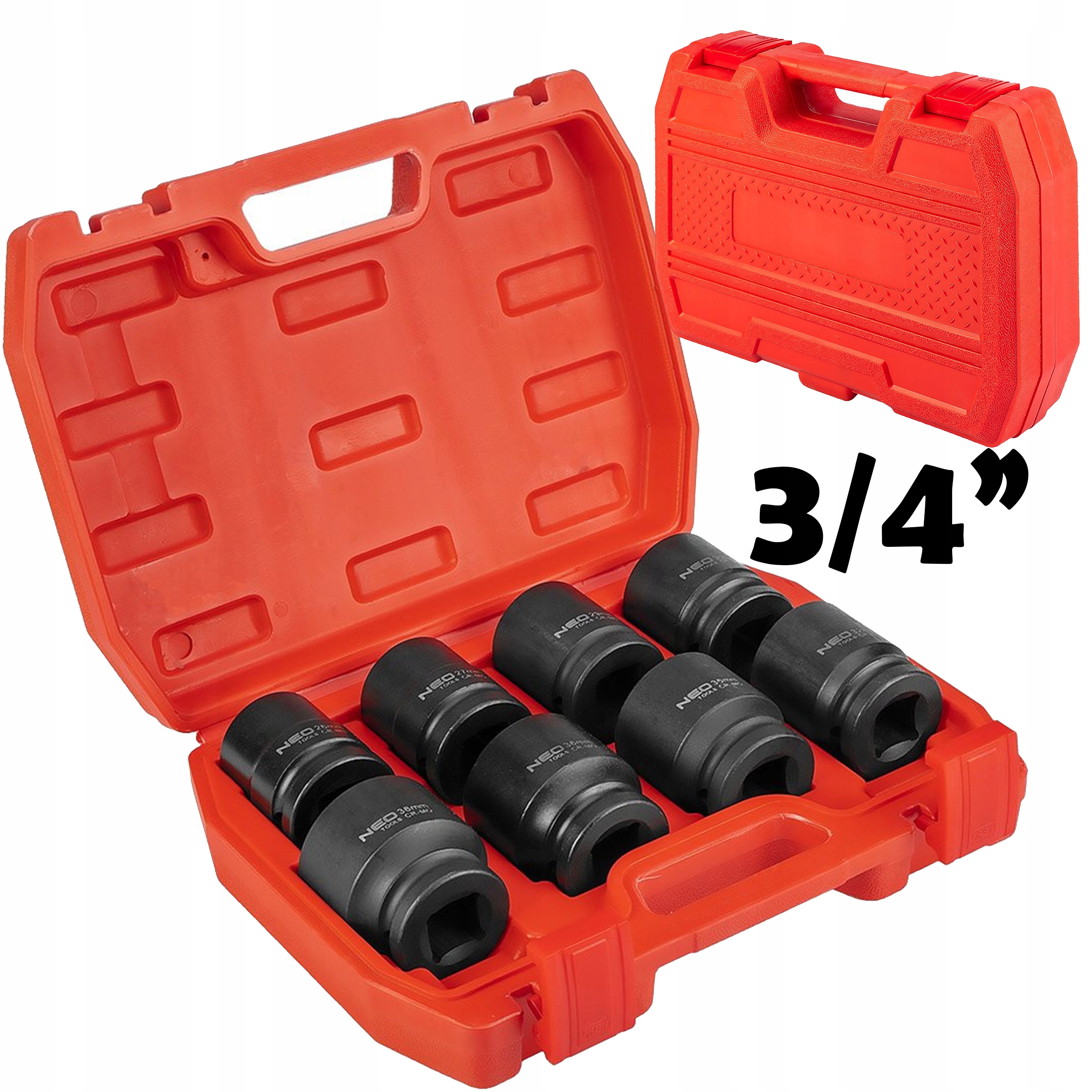 Nárazové nástavce 3/4" 26-38 mm sada 8 ks Neo Tools 12-115