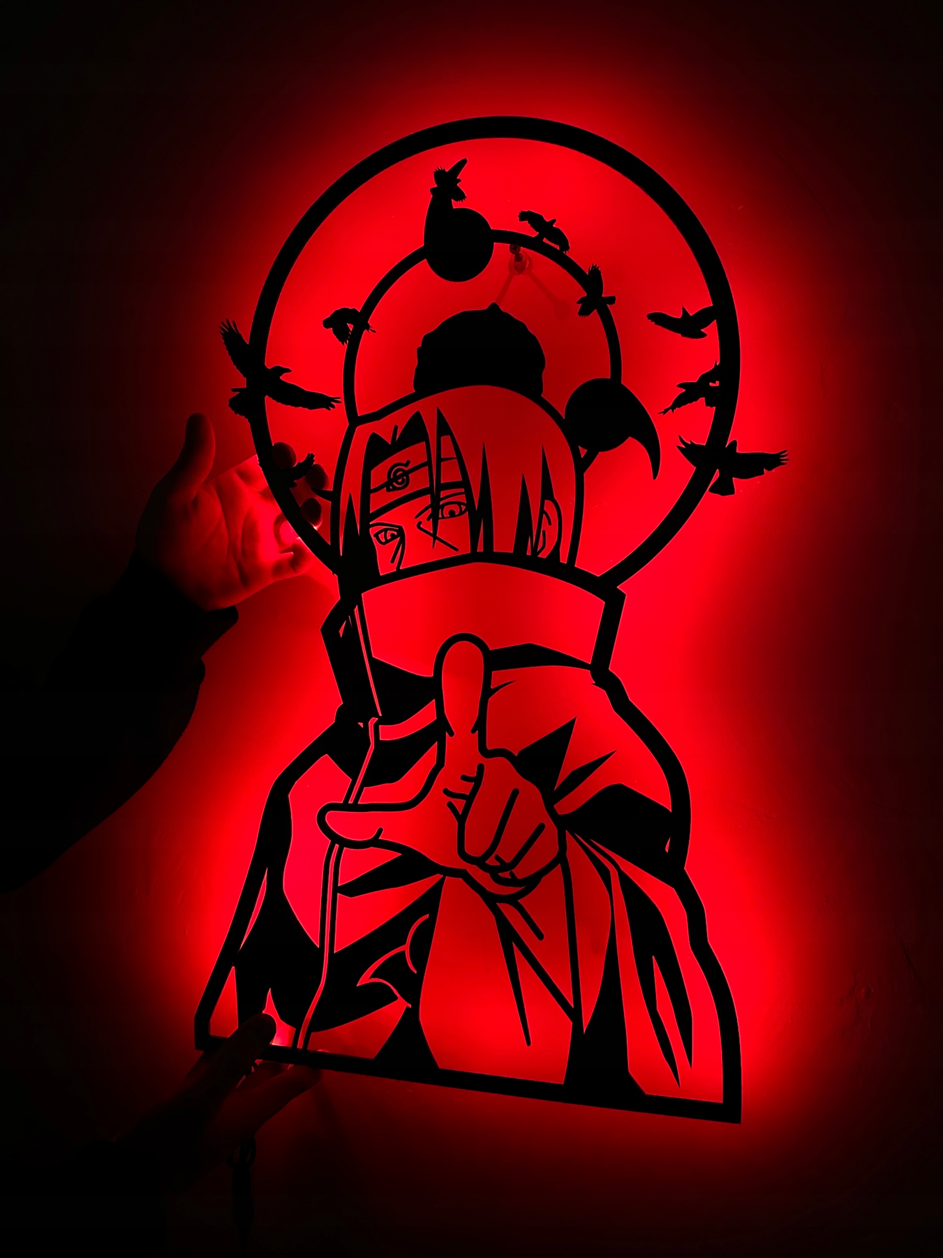Dřevěný 3D obraz Anime Naruto Itachi Uchiha Noční Lampa Led Dárek