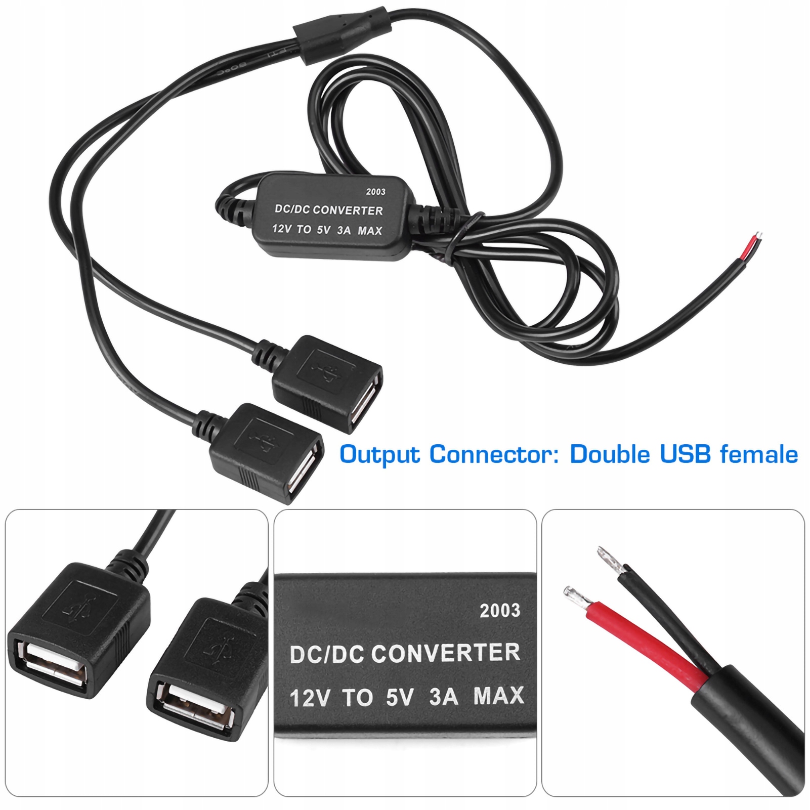 2 USB 5V 3A KONWERTER NAPIĘCIA DC 12V/24V Waga produktu z opakowaniem jednostkowym 0.06 kg