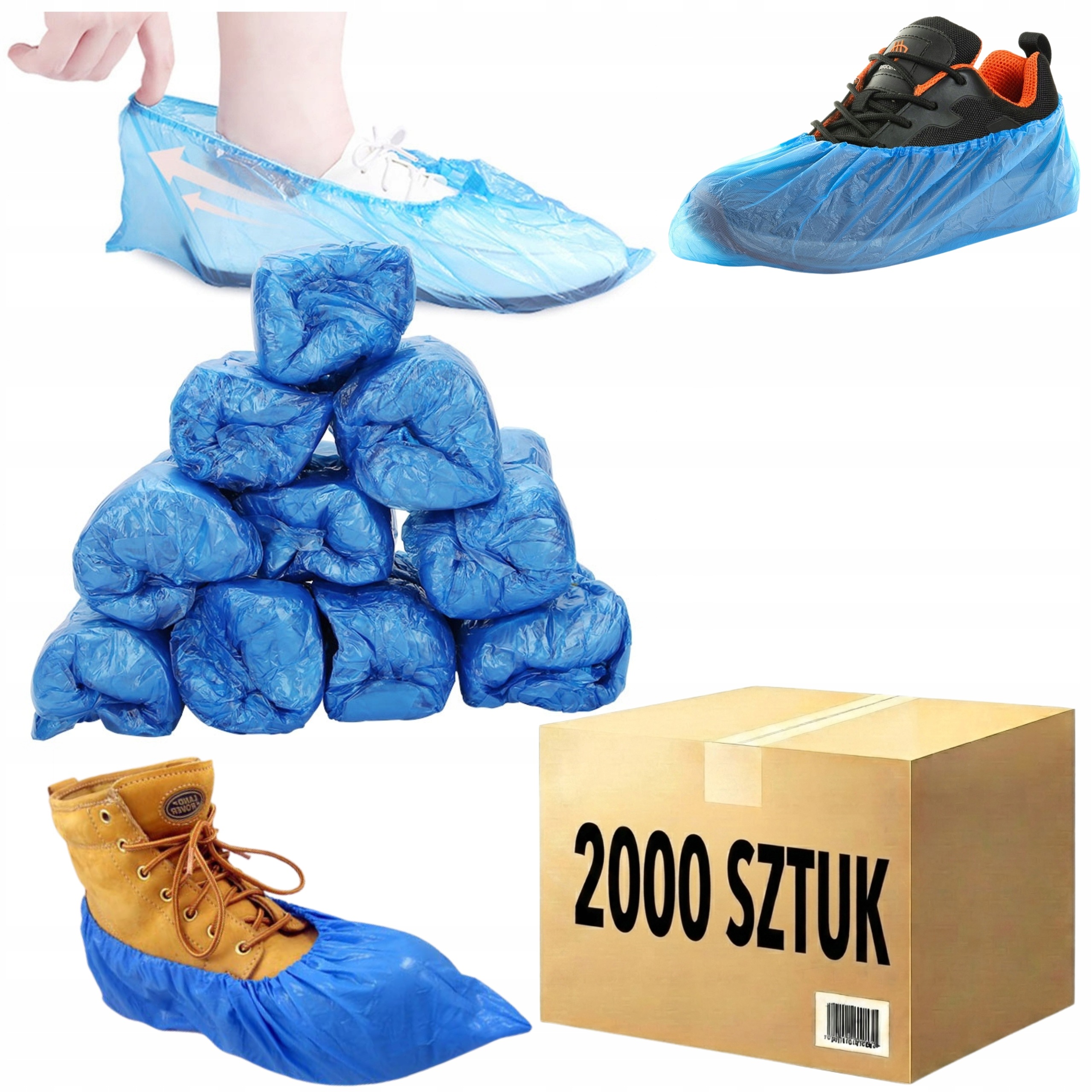 Ochraniacze Foliowe Na Obuwie buty Niebieskie Pokrowce jednorazowe 2000 Szt