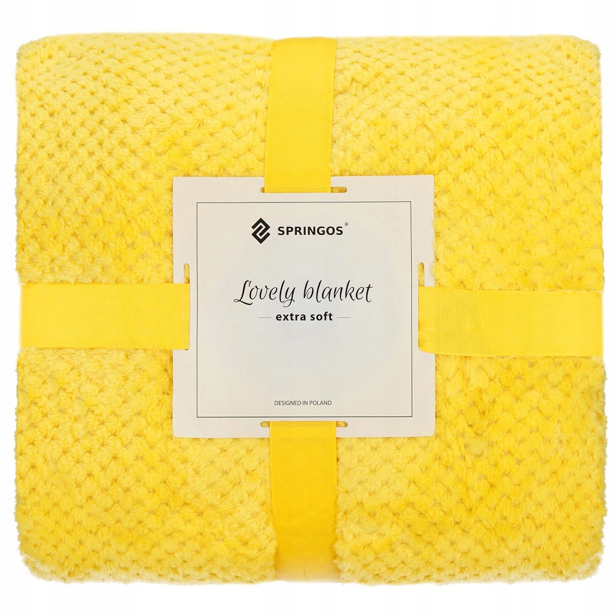 GRUBY KOC CIEPŁY narzuta dwustronna na łóżko kanapę 150x200 cm PLED MIĘKKI Kolor zółty