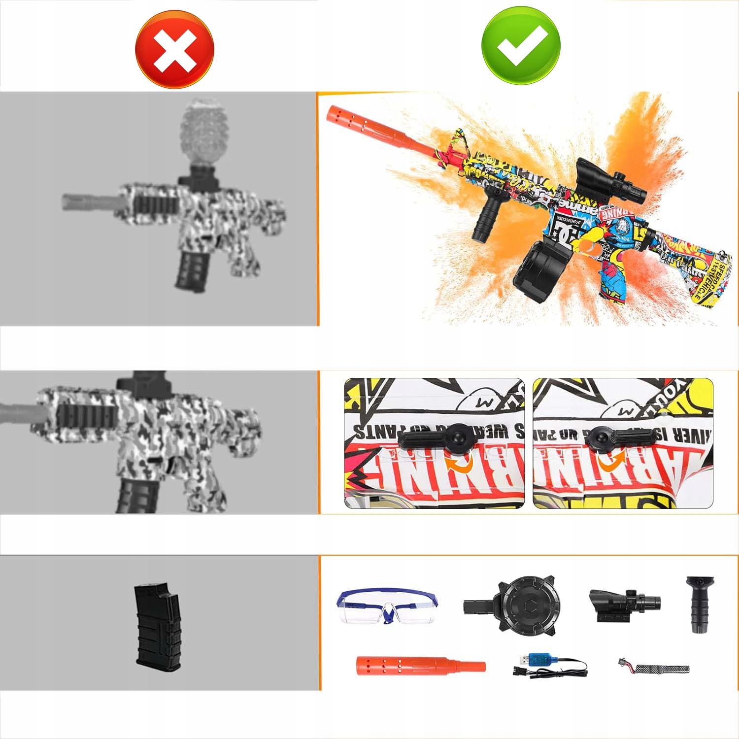 ZESTAW KARABIN PISTOLET AUTOMAT NA KULKI ŻELOWE MINI M4 Materiał plastik