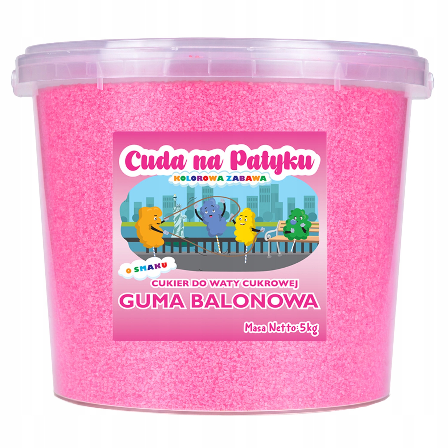 Barevný Cukr na cukrovou vatu s příchutí pro stroje 5 kg Žvýkačka Růžová