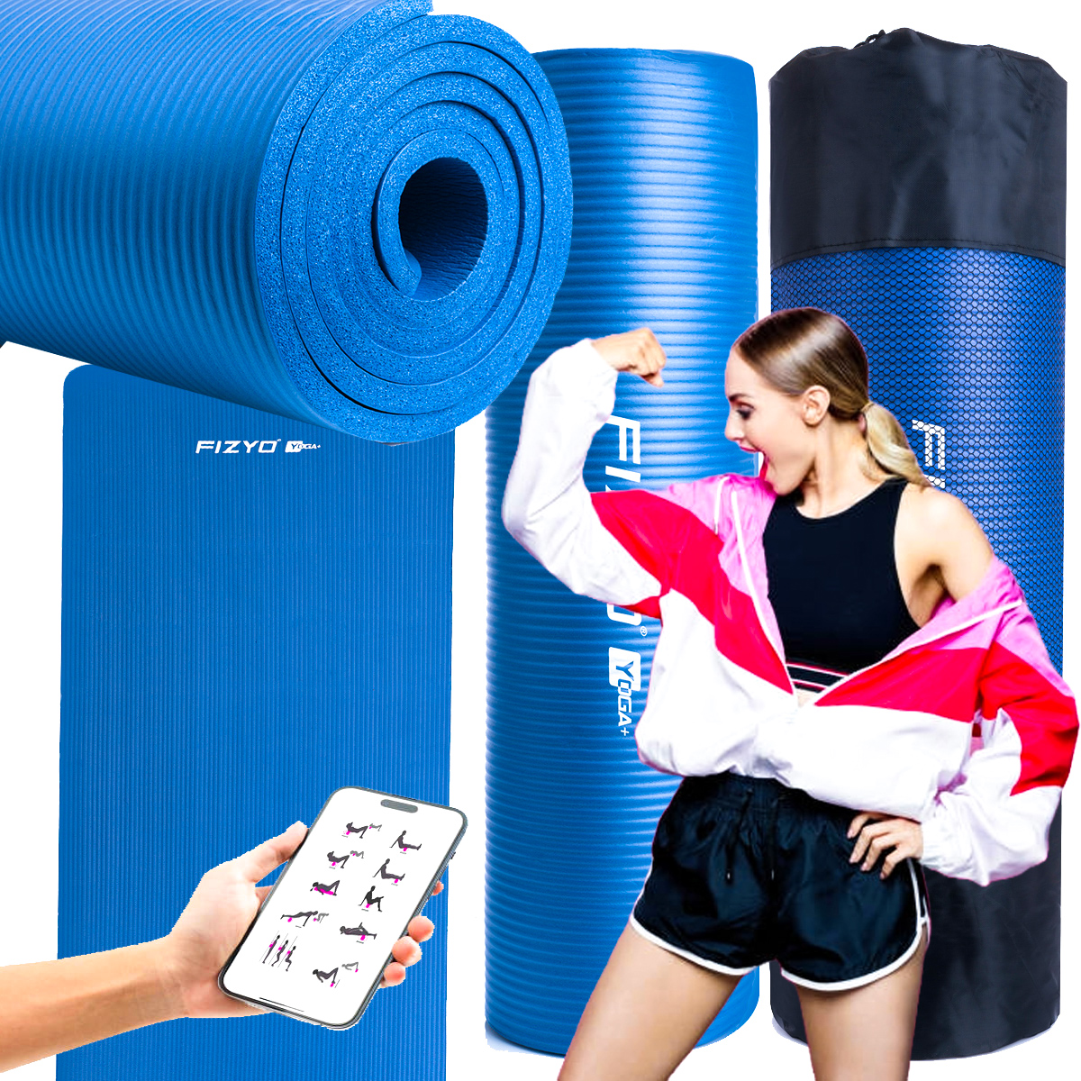 Mata Do Jogi Yogi Fitness Ćwiczeń Karimata Blue XL Bardzo Wytrzymała Miękka
