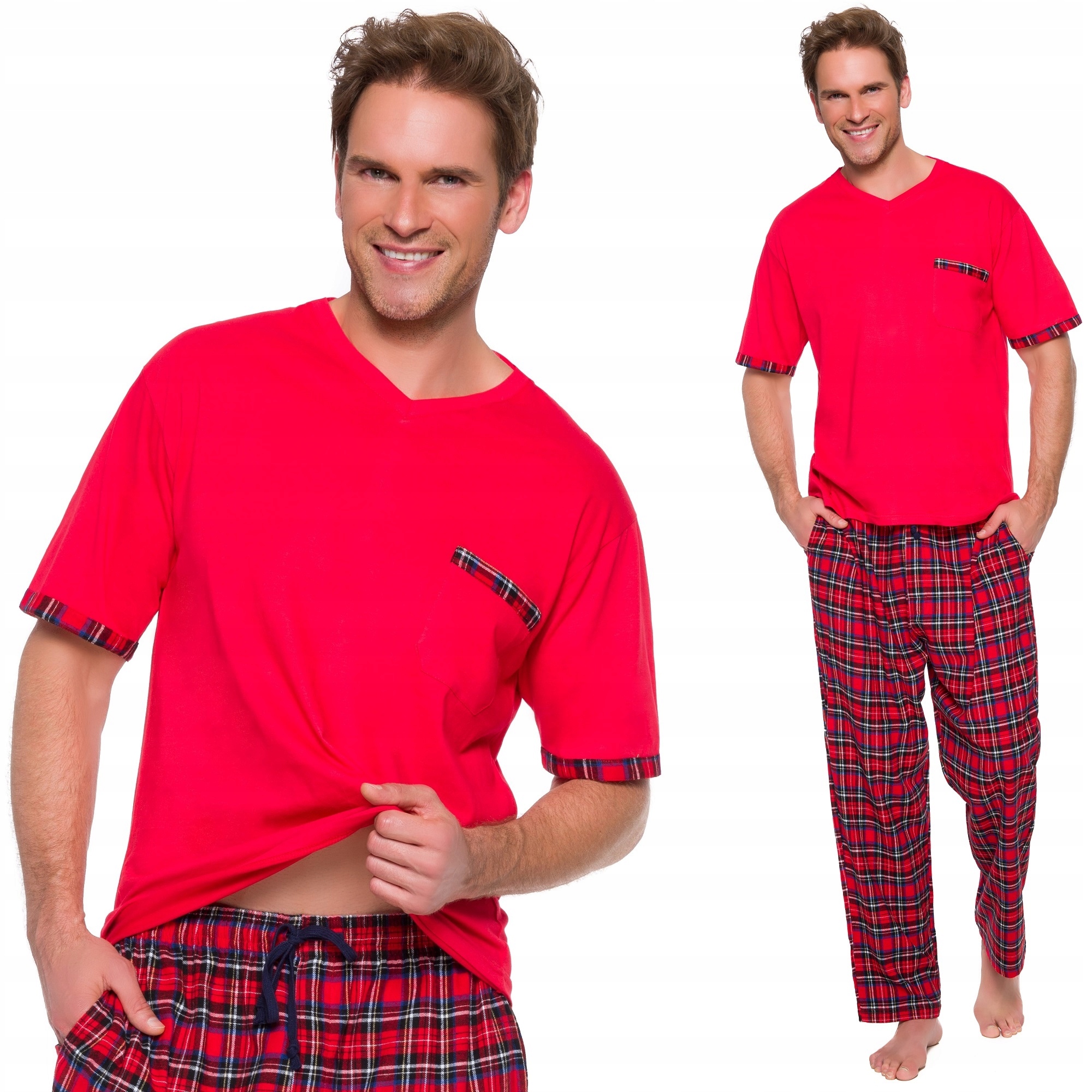 BAWEŁNIANA PIŻAMA MĘSKA FLANELOWE SPODNIE