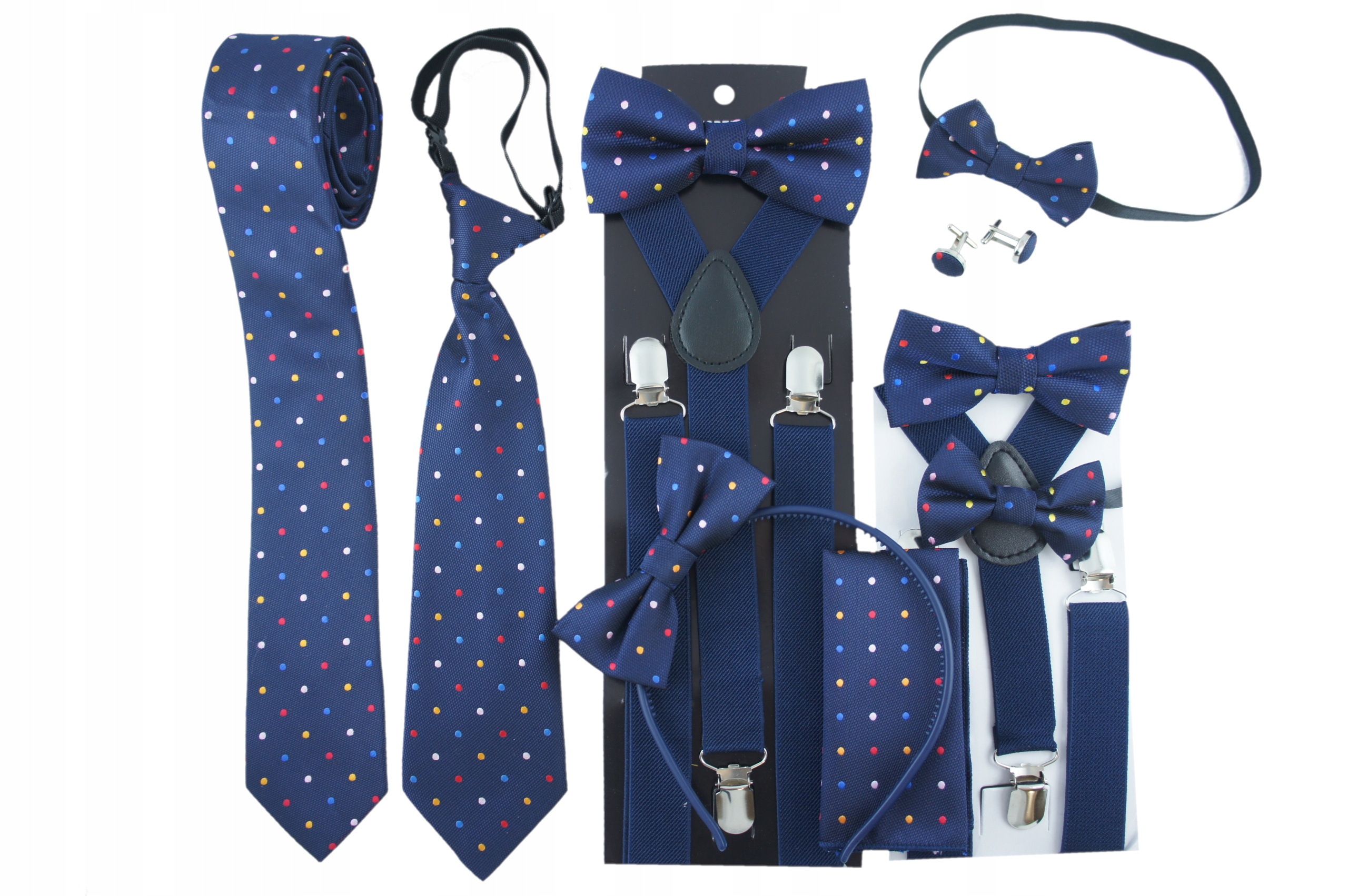 KOLOROWE KROPKI Muszka dla chłopca 0-18m-cy ŚWIĘTA Granatowa Kolor niebieski