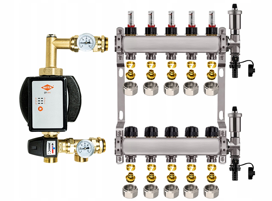 Rozdělovač pro podlahu 5 nerezový pro vytápění Čerpadlo Wita Pex