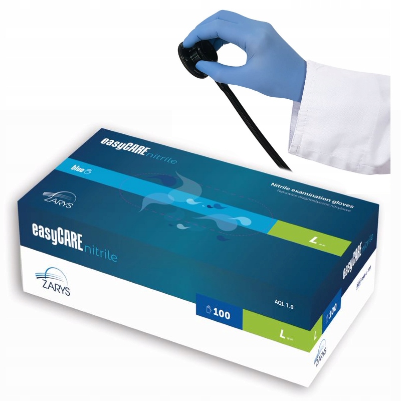 

Rękawiczki nitrylowe Niebieskie Easycare Zarys r.L