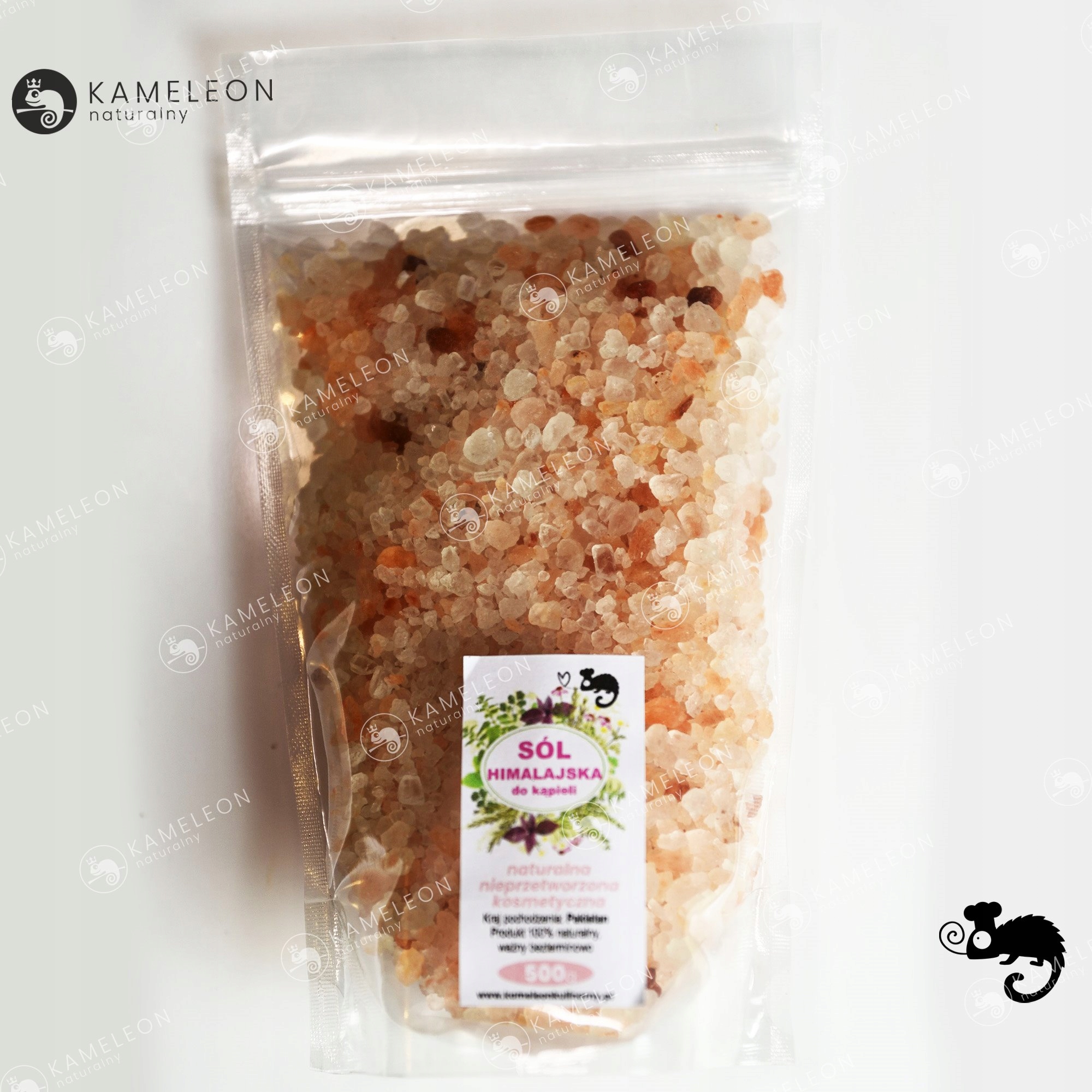 SÓL HIMALAJSKA DO KĄPIELI różowa GRUBA 500G 0,5kg Kod producenta Kameleon SÓL DO KĄPIELI HIMALAJSKA 500g