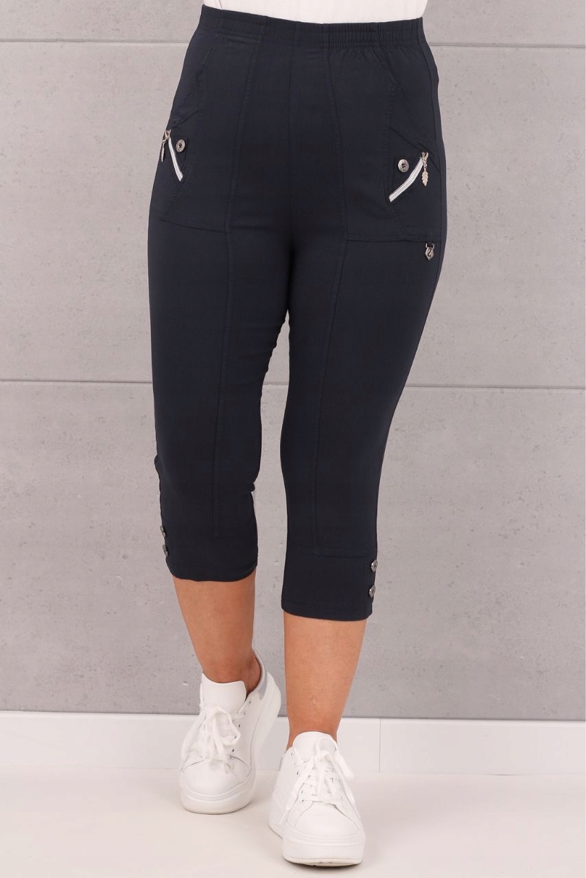 ELASTYCZNE SPODNIE RYBACZKI DAMSKIE NA GUMCE DUŻE ROZMIARY Z GUZIKAMI LUŹNE Płeć kobieta