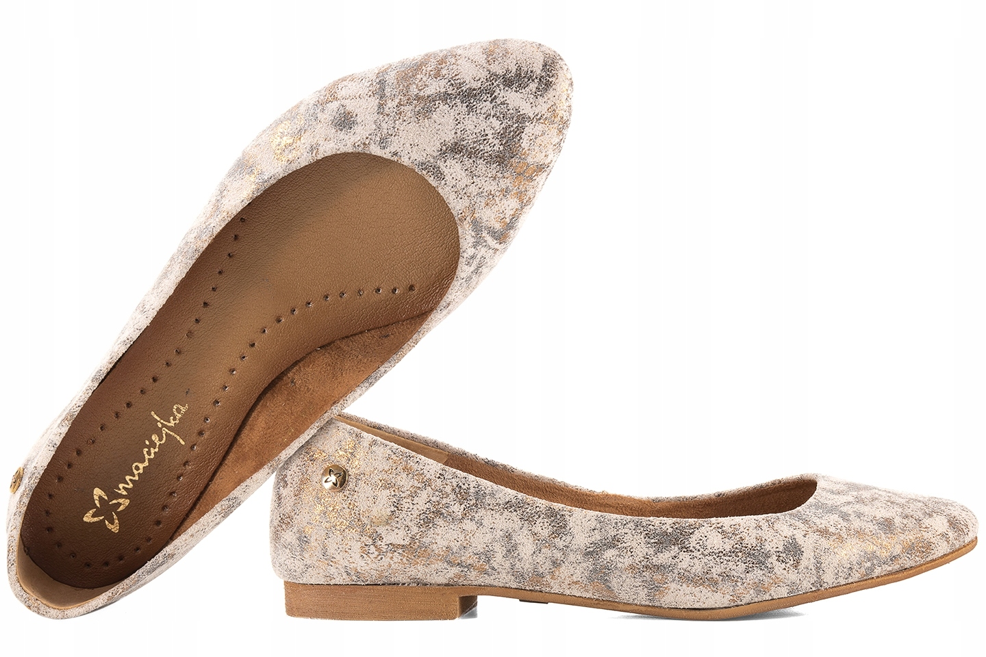 Maciejka 04100 Balerínky Dámské Polobotky pozlacené
