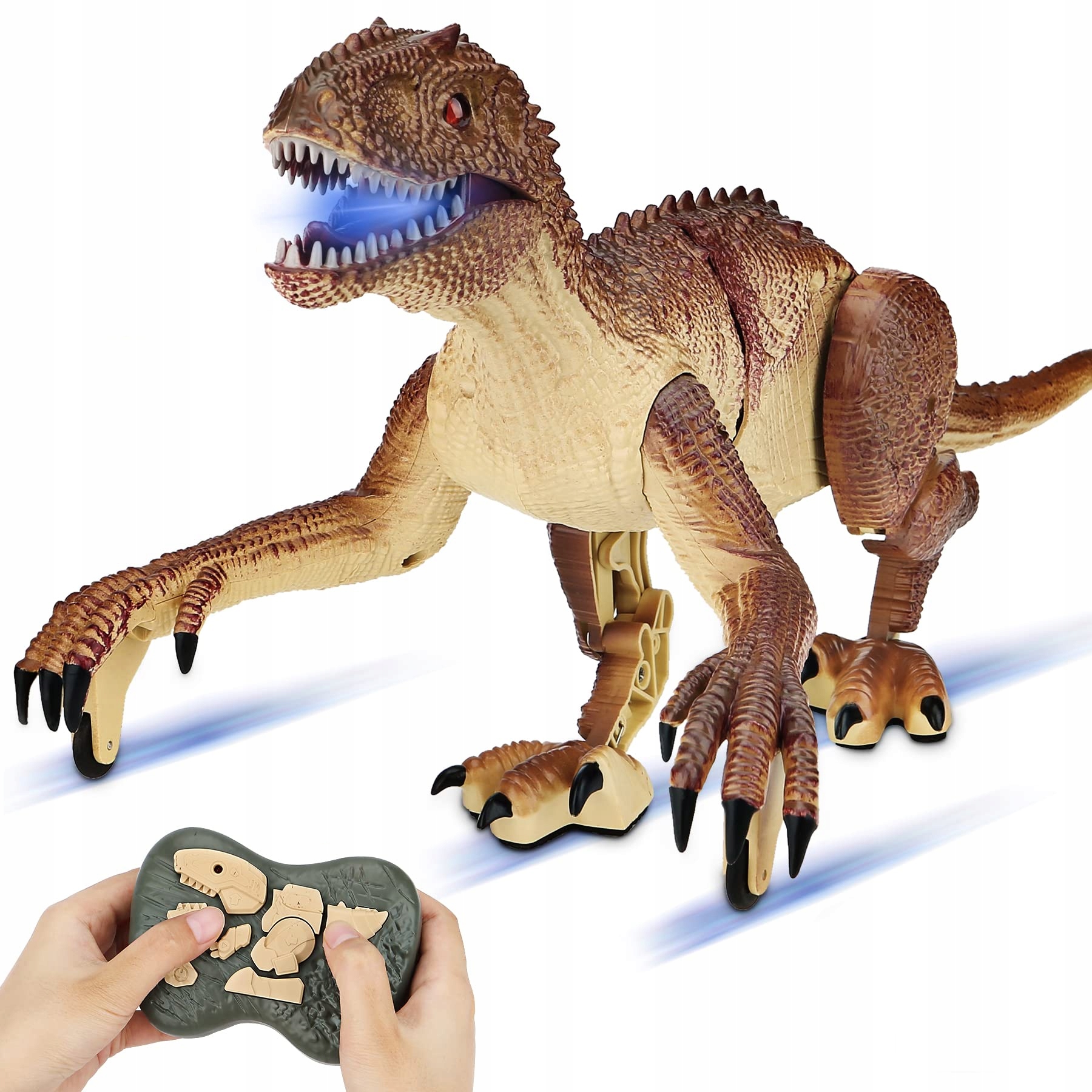 

Dinozaur Velociraptor Chodzi Ryczy Świeci Pilot