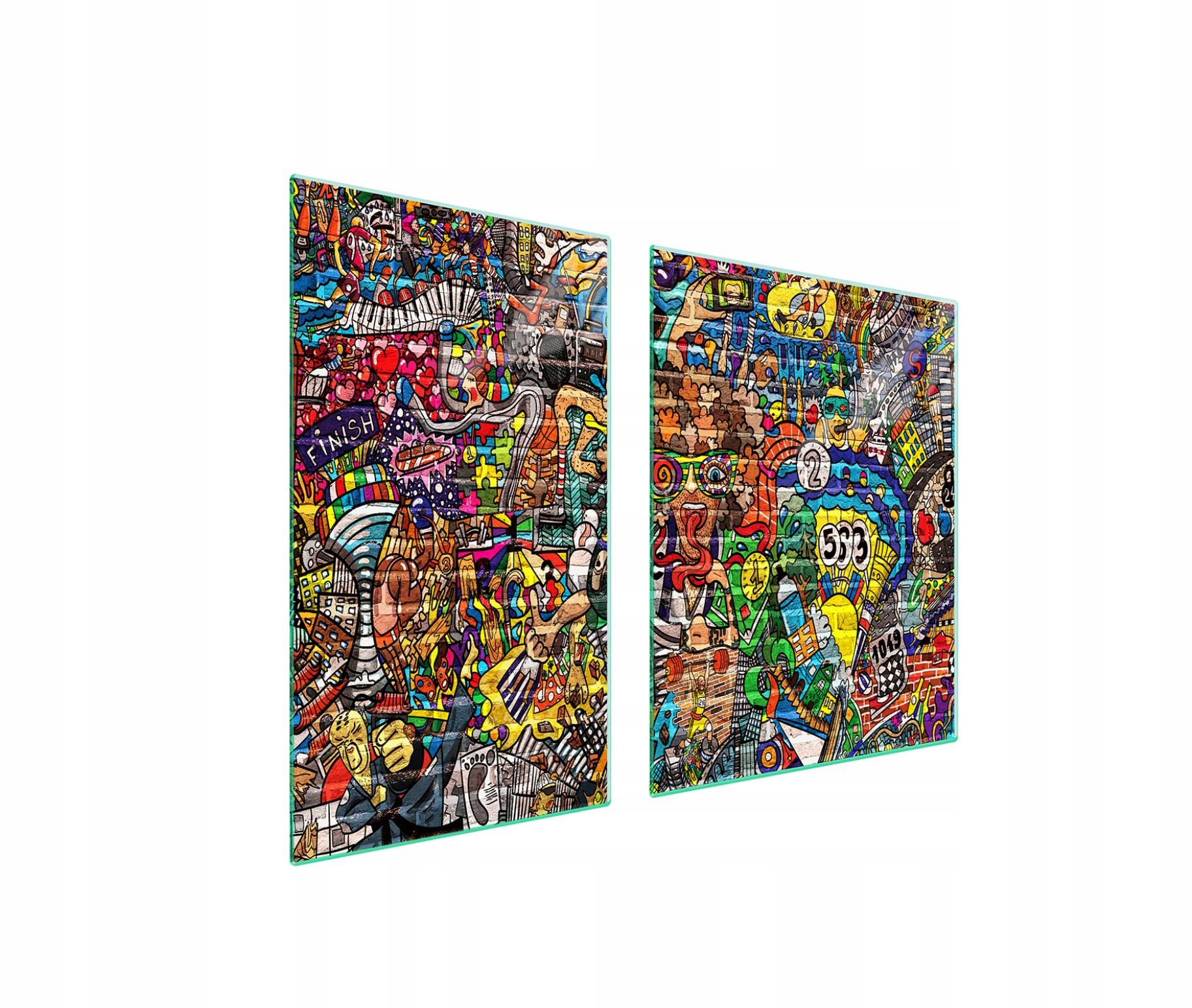 Skleněná ochranná deska na sporák 100x52 Pop Art Tvrzené sklo Velká 7v1