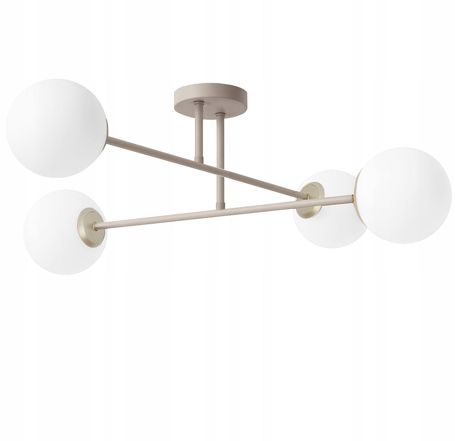 Lampa Wisząca Sufitowa Ecru Beż Kaszmir Żyrandol Białe Kule 4x Led E27