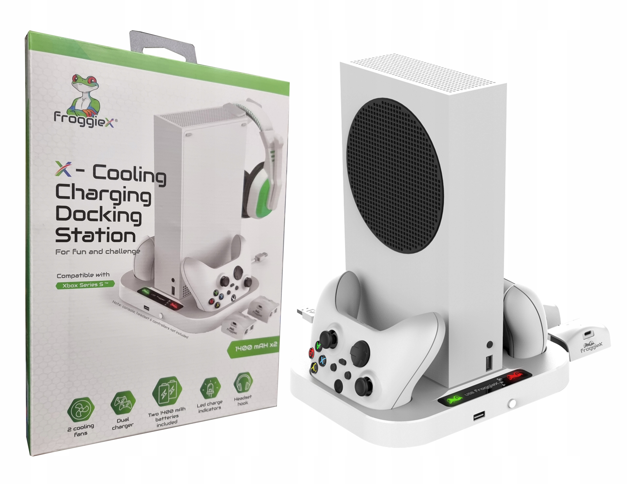 Podstawka Chłodząca Ładowarka Stojak Xbox Series S 2x Akumulator Froggiex