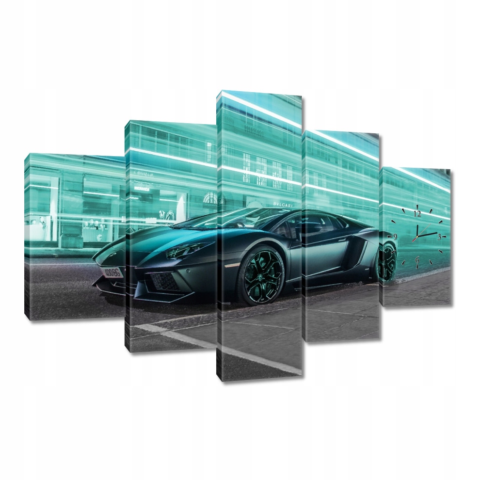 Nástenné hodiny 150x105 auto tyrkysové