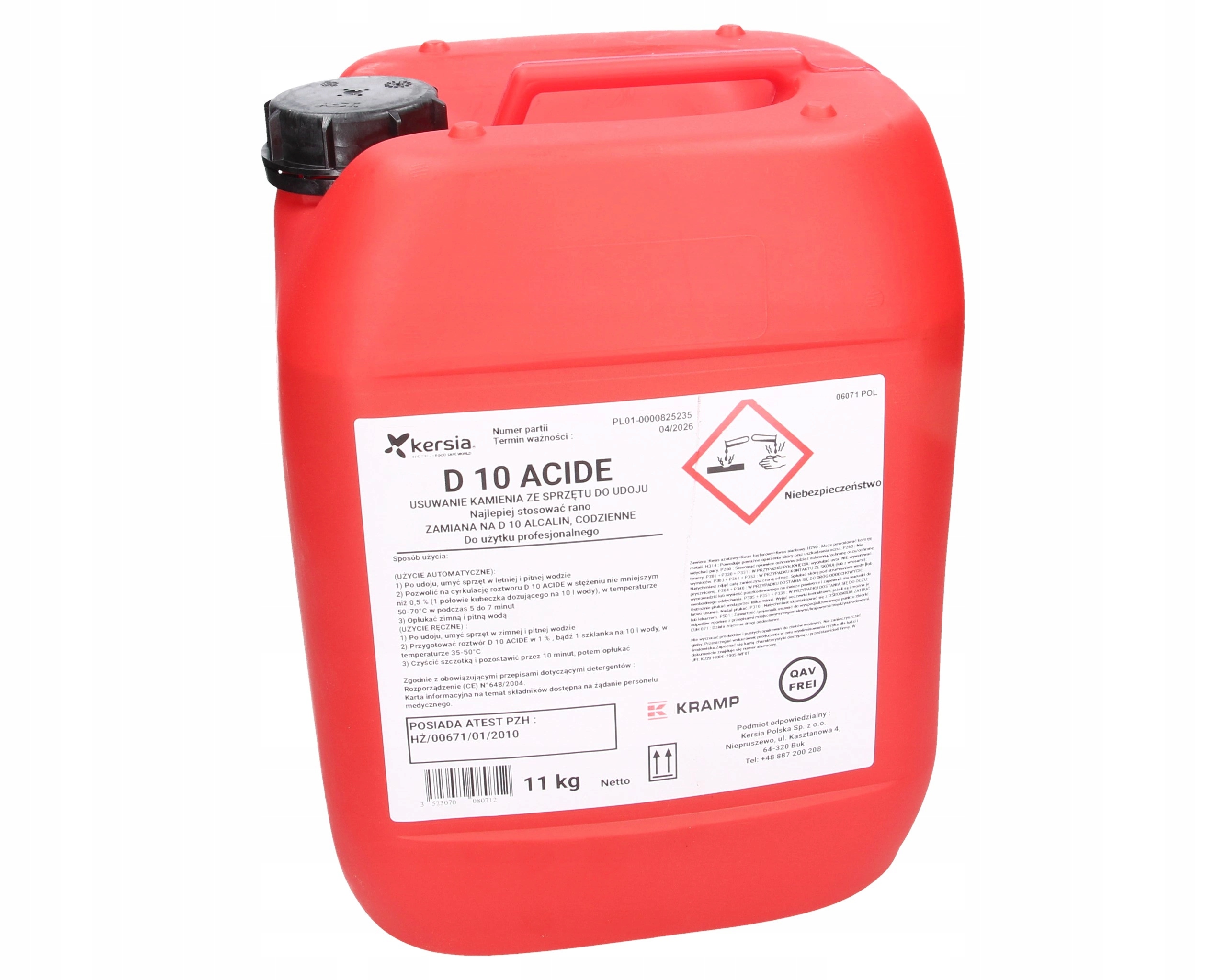 Kyselý přípravek D10ACIDE pro dojicí zařízení 11 kg
