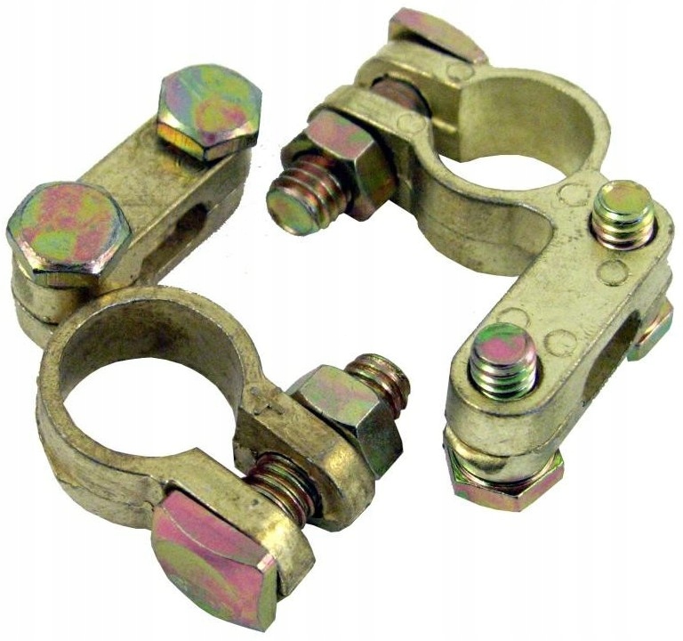 Klemy do akumulatora Mosiądzowane Plus Minus 2szt