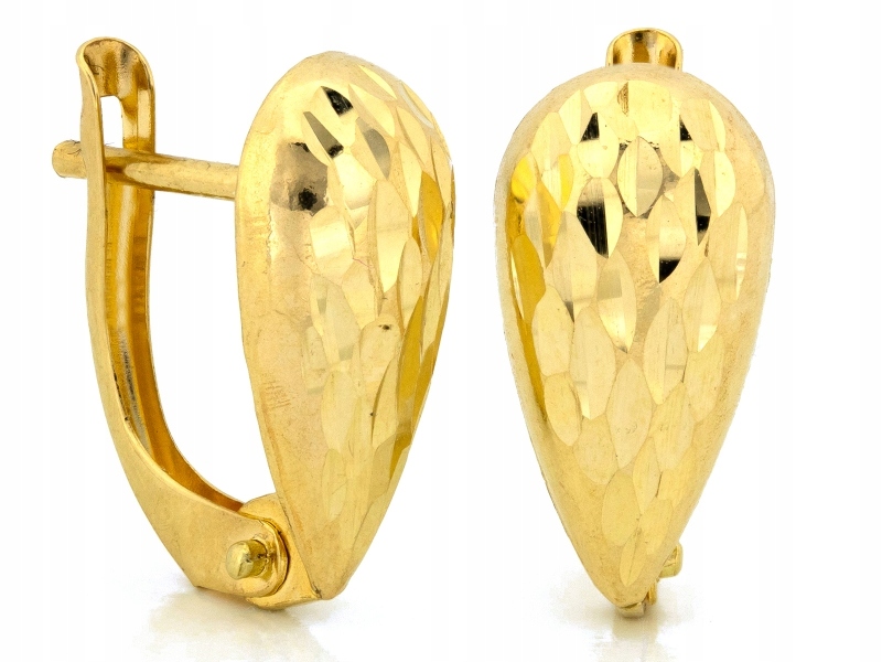 Zlaté náušnice 585, frézované na anglické zapínání, elegantní jako dárek