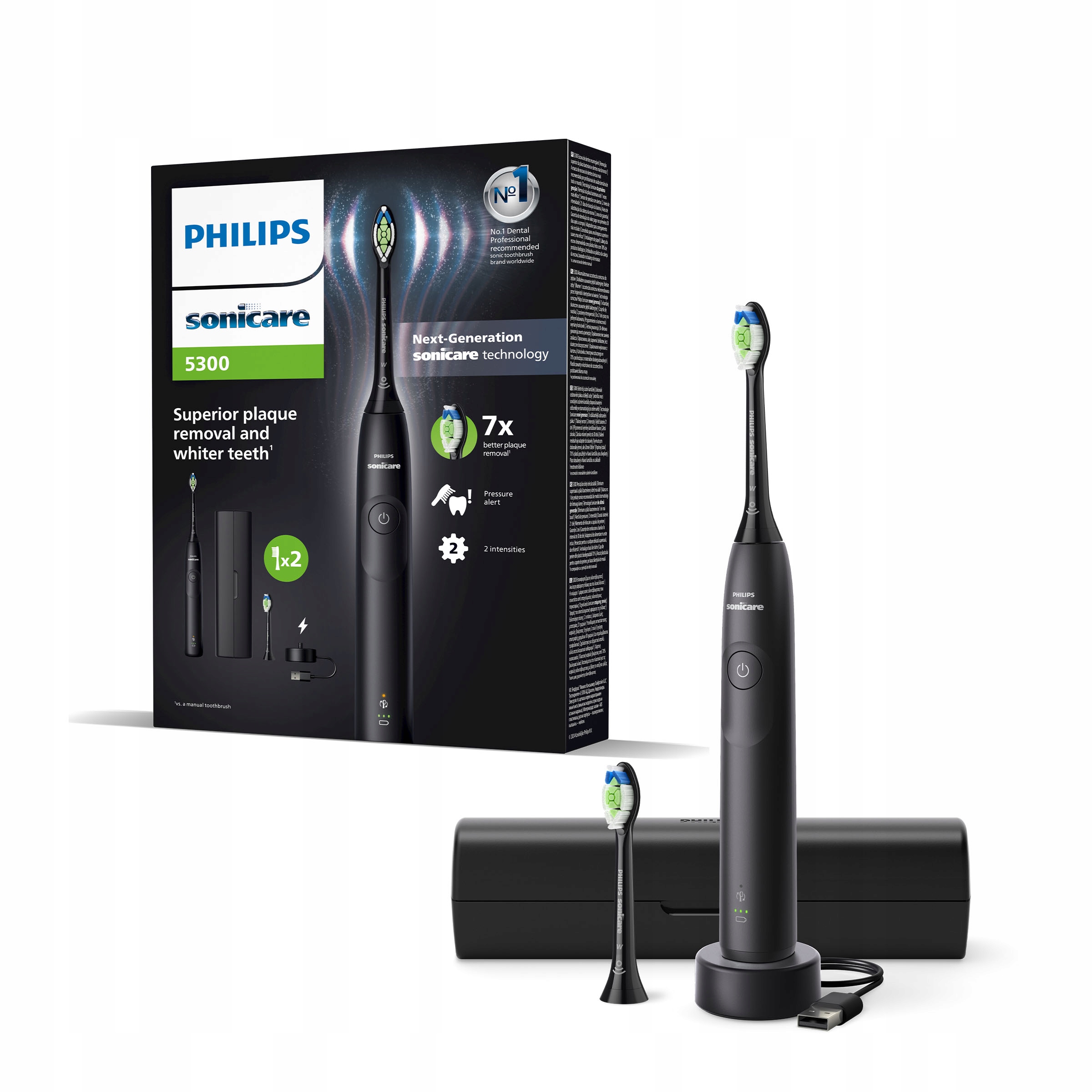 Philips Sonicare 5300 szczoteczka soniczna czarna z futerałem HX7101/03