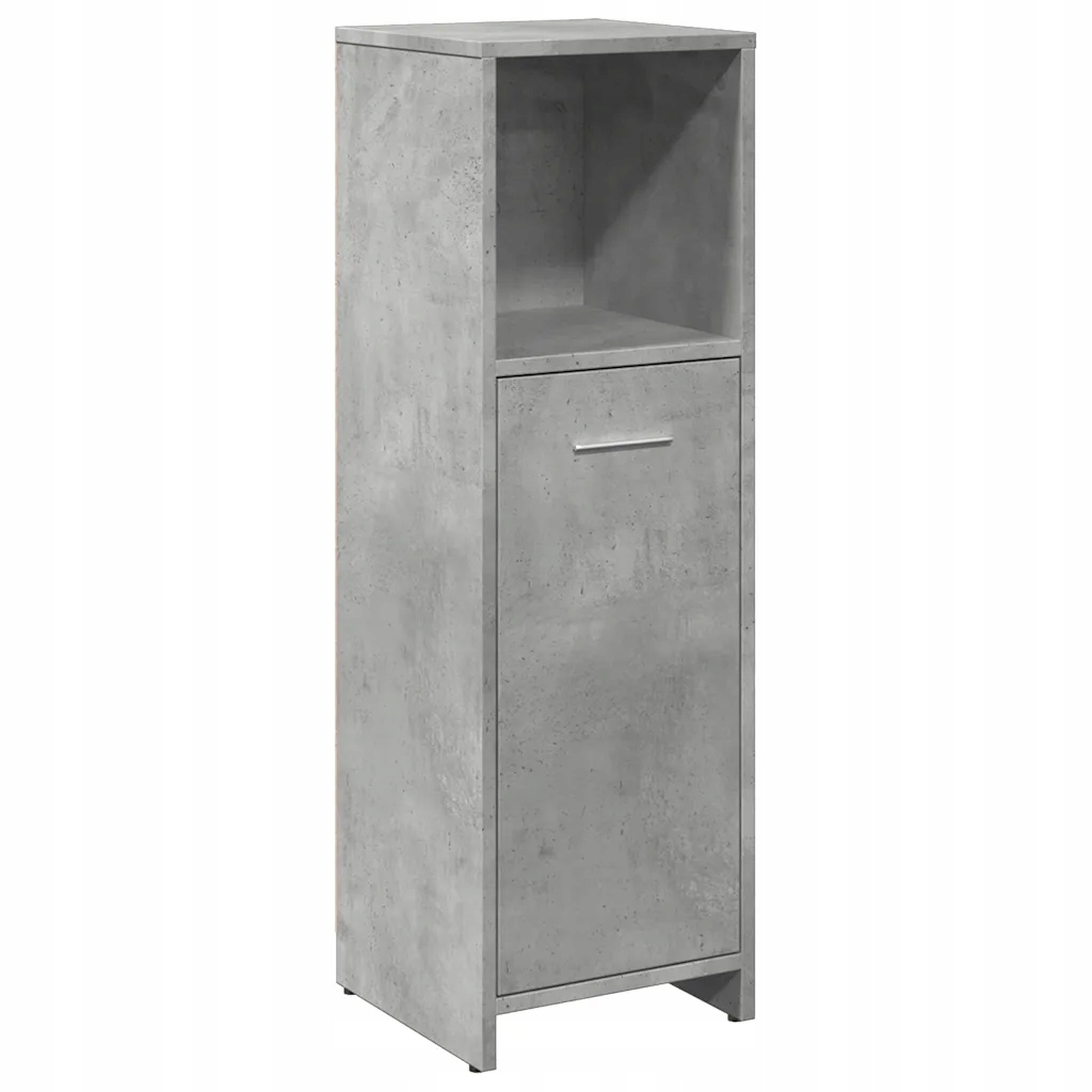 Koupelnová skříňka 30 x 30 x 95 cm, šedá barva betonu, 3 přihrádky, 1 dvířka