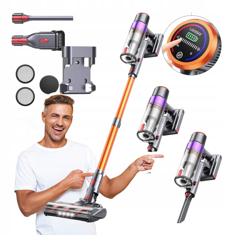 Laresar V8 bezprzewodowy pionowy lekki długi czas pracy 450w bezszczotkowy