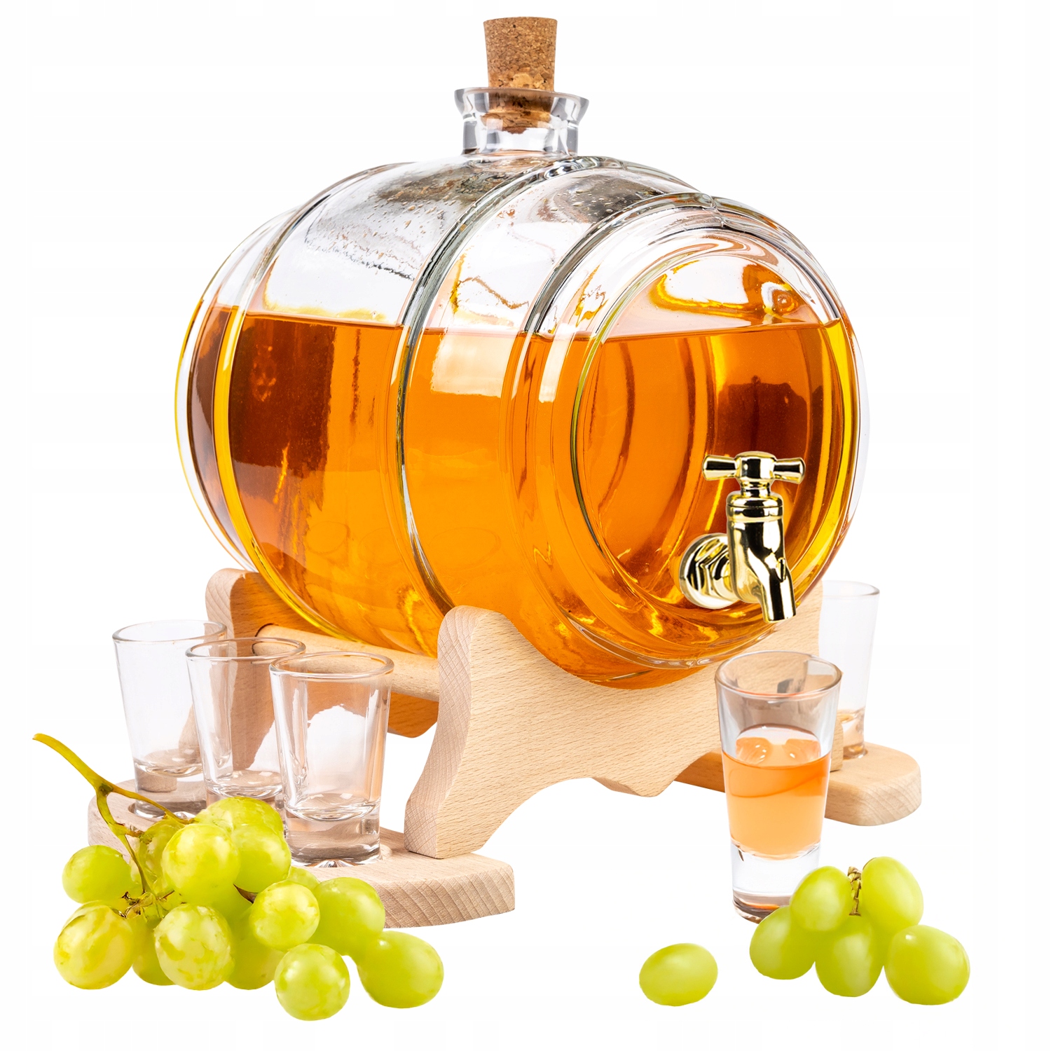 Sklenený Sud 4L Na Pálenku Víno Whisky Poháriky