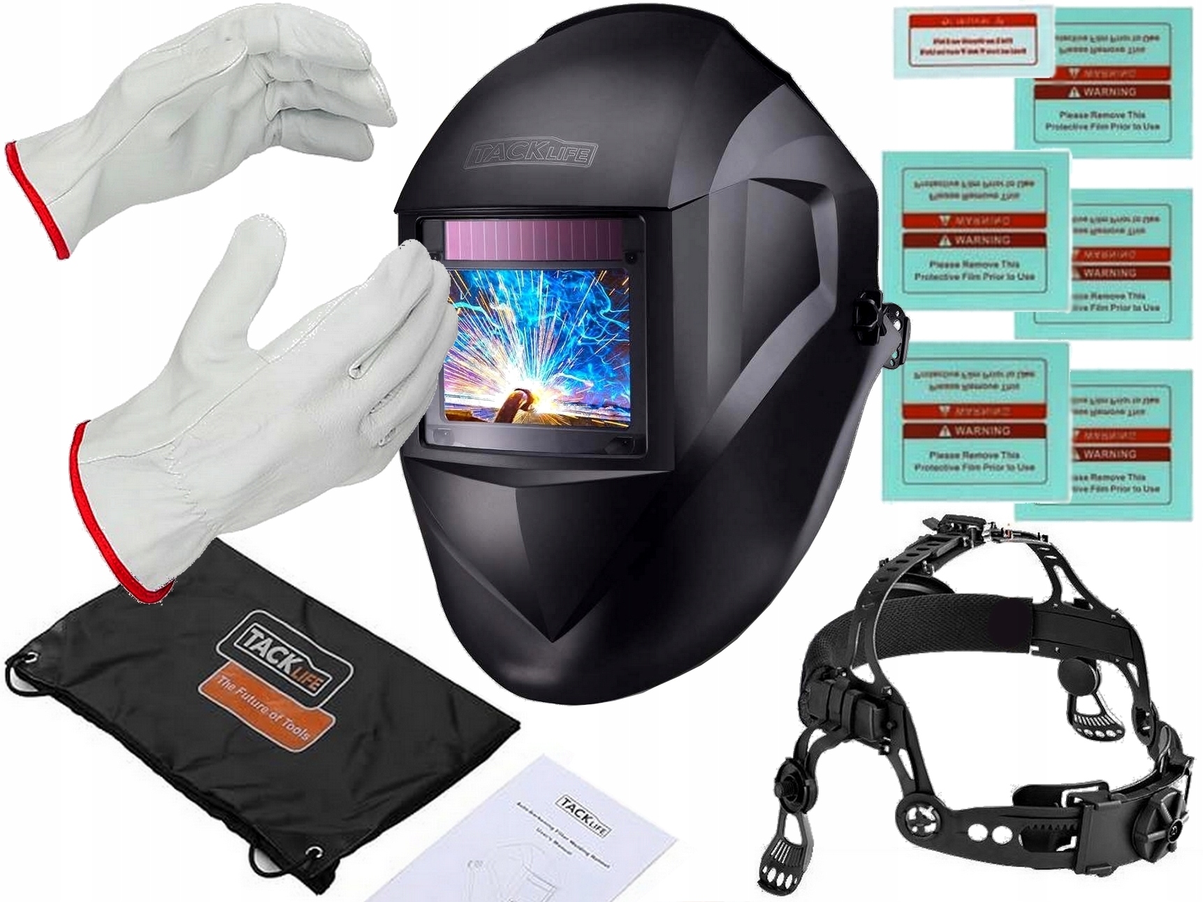 Tacklife PAH03D maska spawalnicza samościemniająca solarna +szkła +rękawice