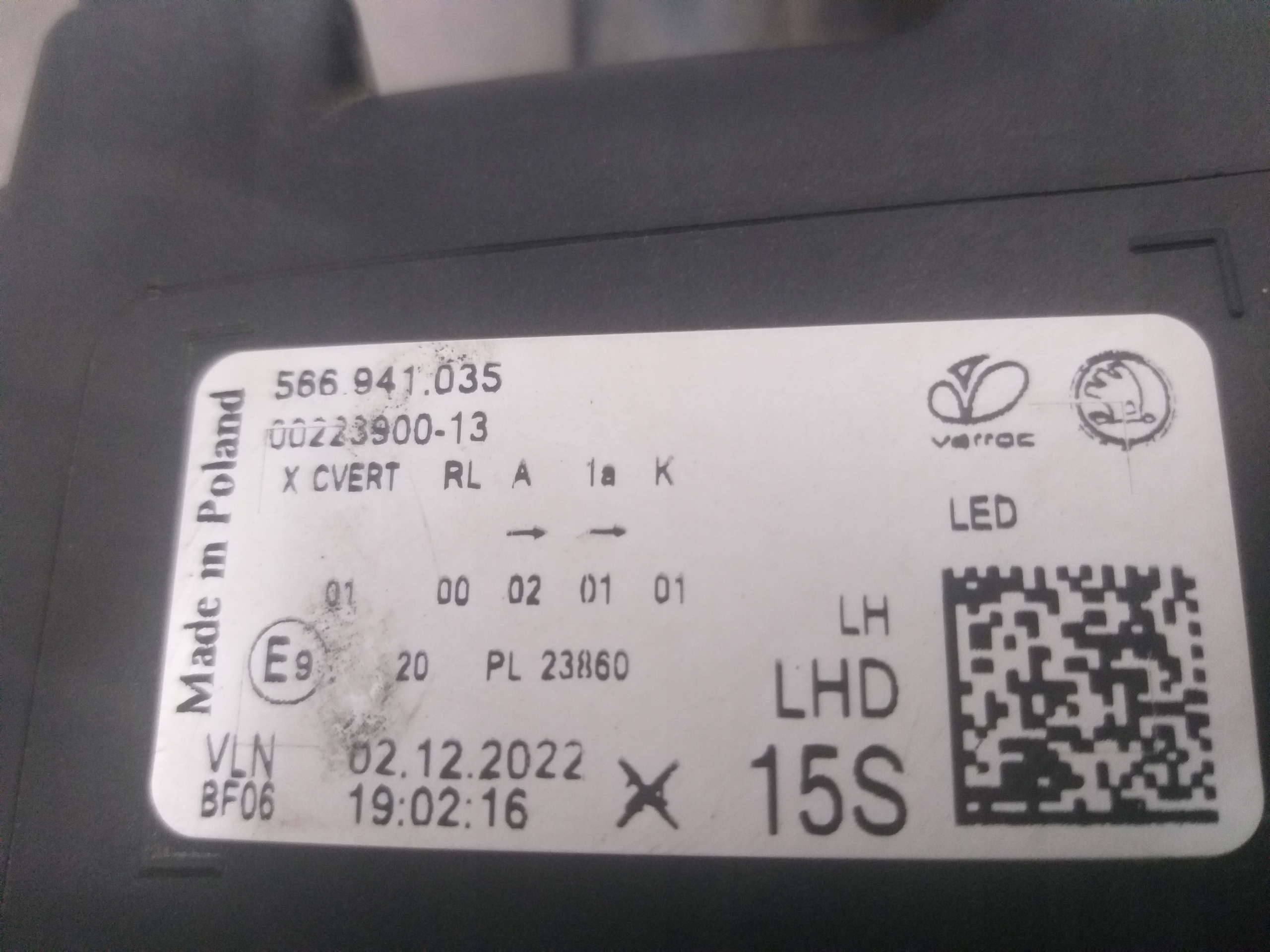 light front left SKODA KODIAQ LIFT FULL LED 566941035