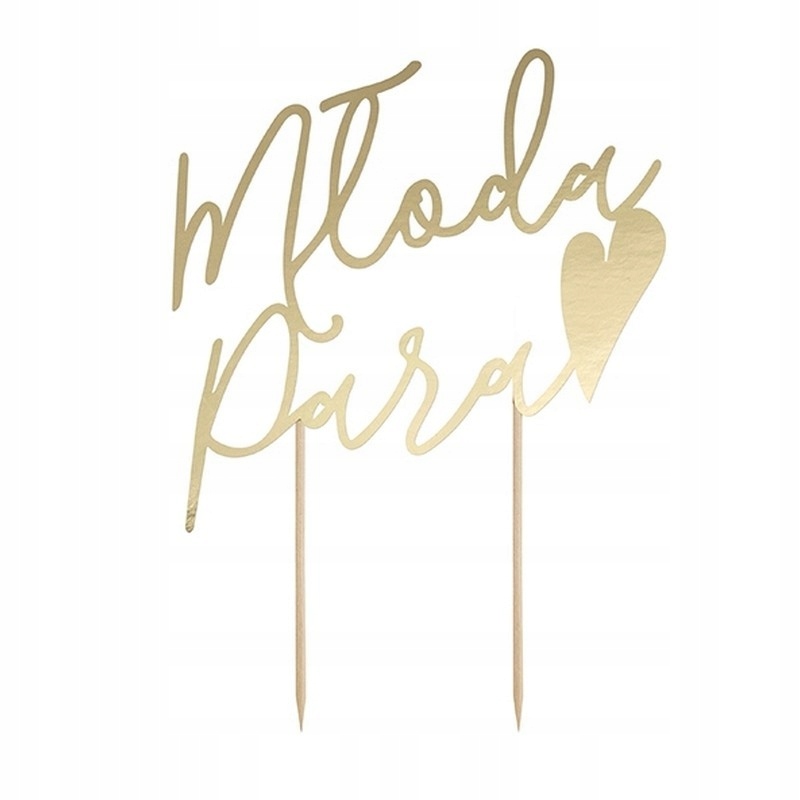 

Topper na tort złoty Młoda Para