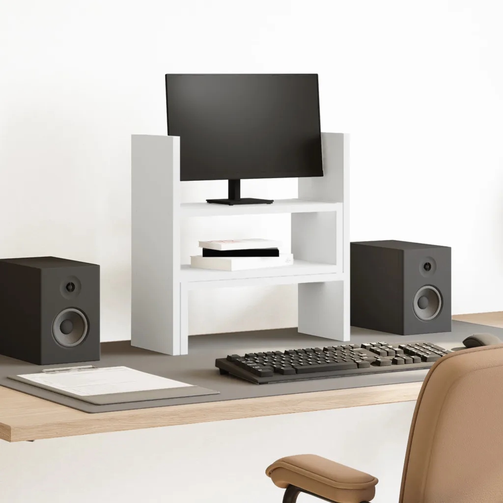 vidaXL Stolní organizér nastavitelný bílý 40 x 17 x 41 cm kompozit