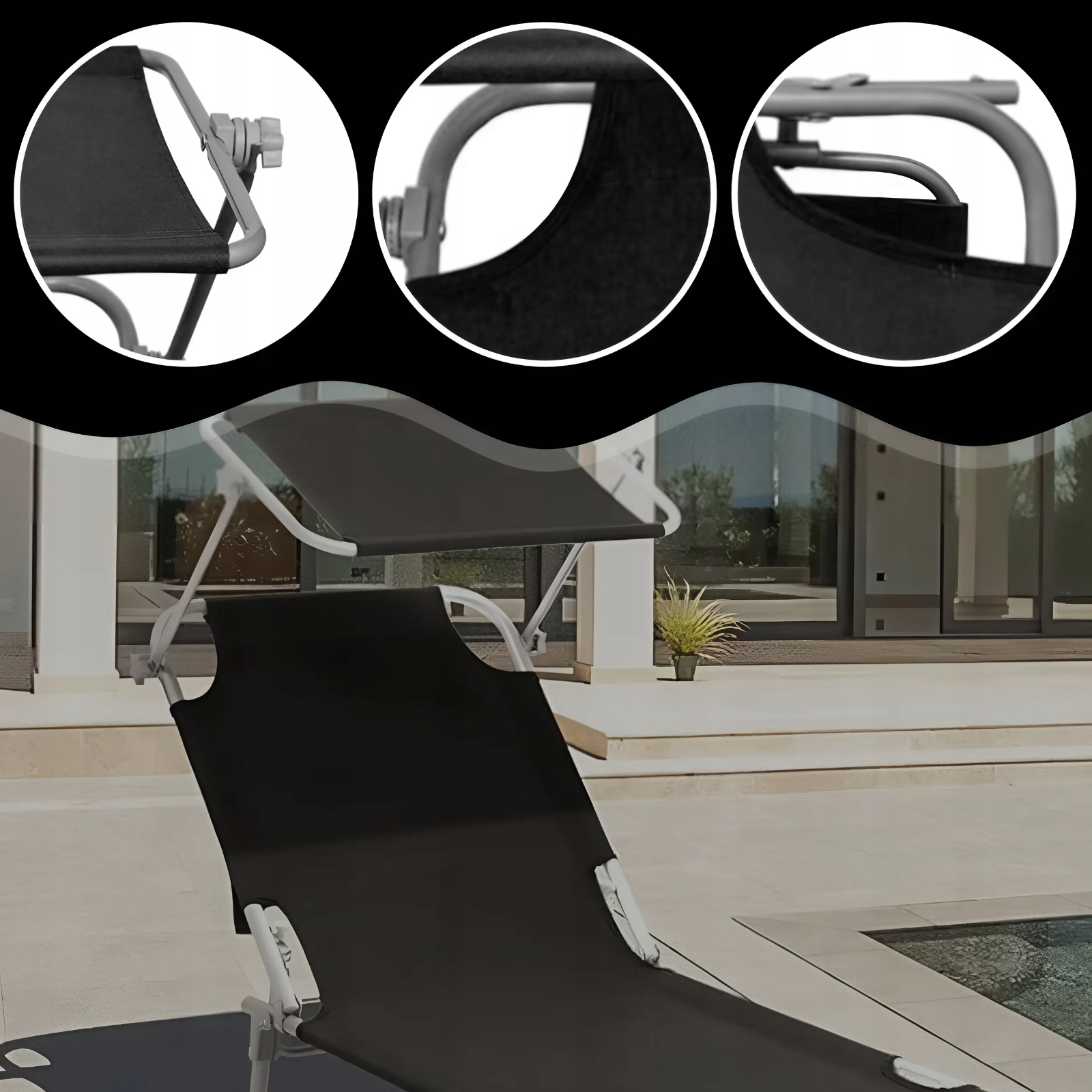 LEŻAK Z DASZKIEM LEŻANKA OGRODOWA PLAŻOWA SKŁADANA TURYSTYCZNA NA PLAŻĘ Marka Memfis