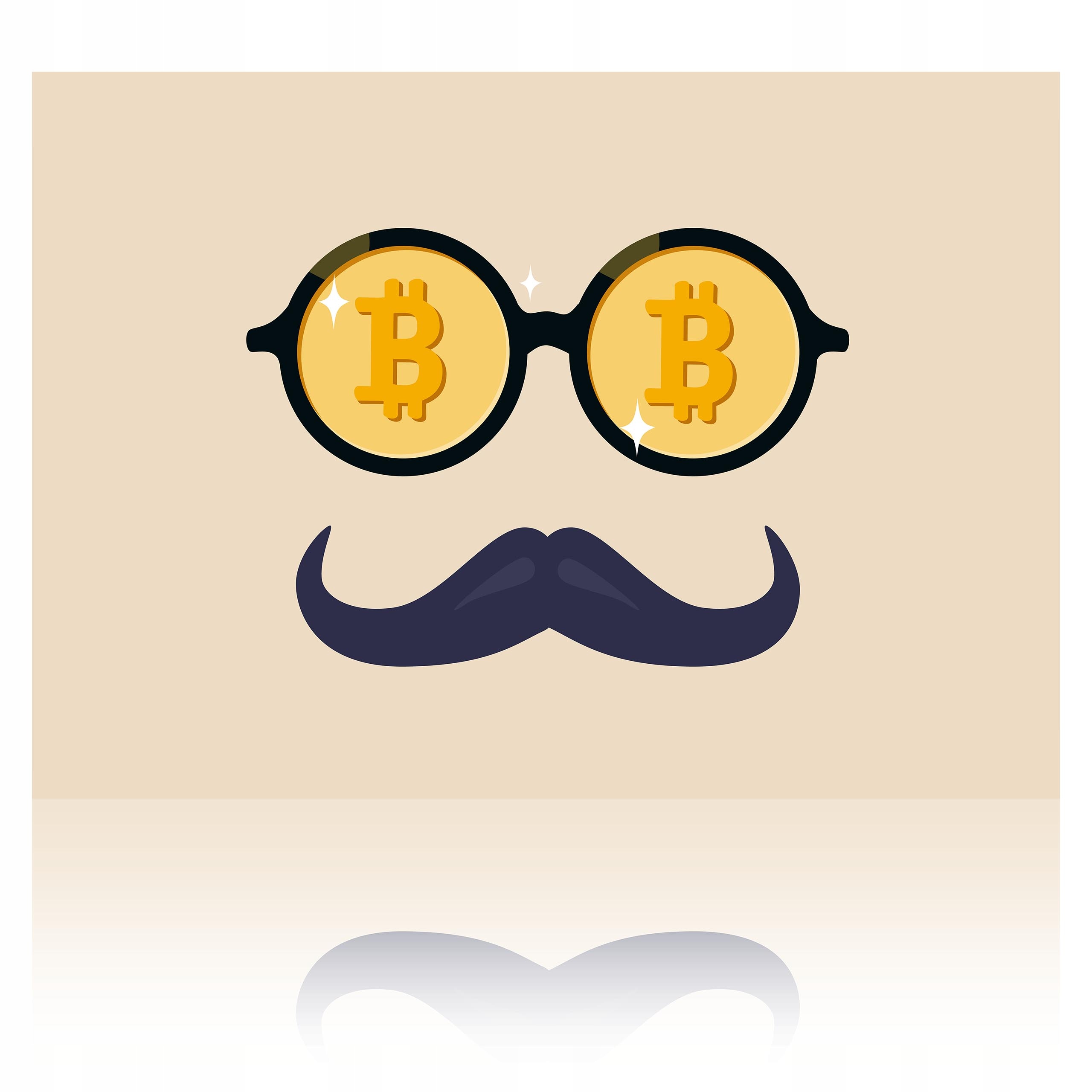 Plakat Bitcoin BTC okulary i wąsy Kryptowaluty A1
