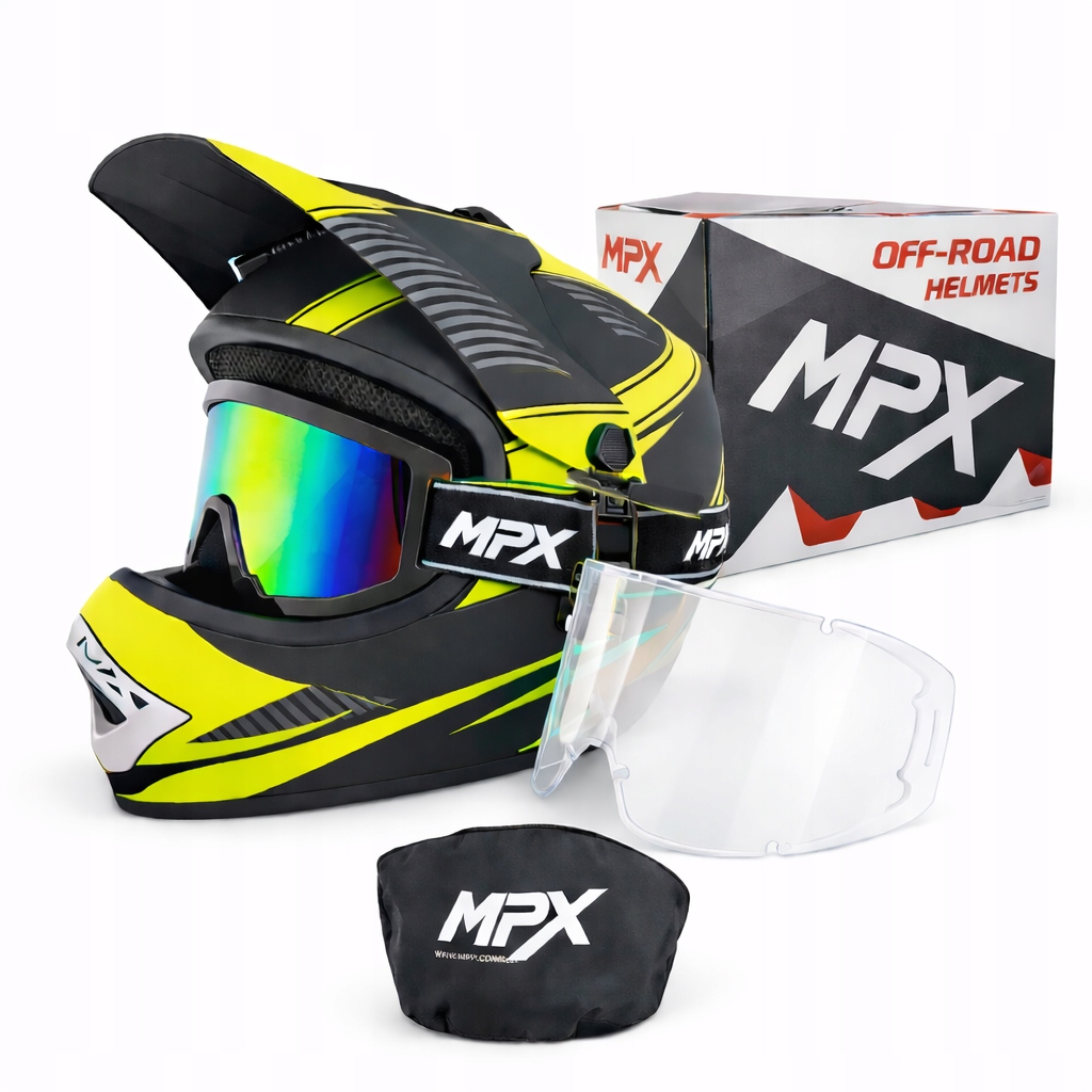 Kask na Quada dziecięcy M+Gogle Cross Atv Enduro Bmx Szybka do gogli
