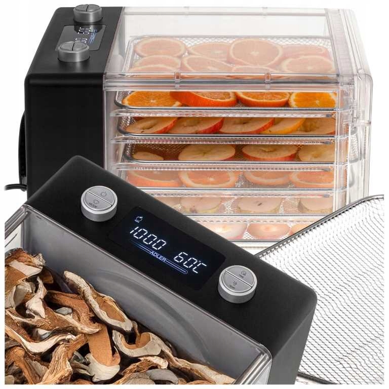 Veľká sušička húb a ovocia, zeleniny, termoobeh 550 W, 5 podnosov, vysoké podnosy
