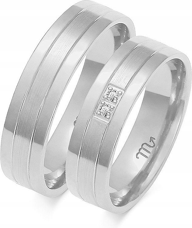 Snubní prsten z bílého zlata 14K 585, 35 36 37, originální s gravírováním