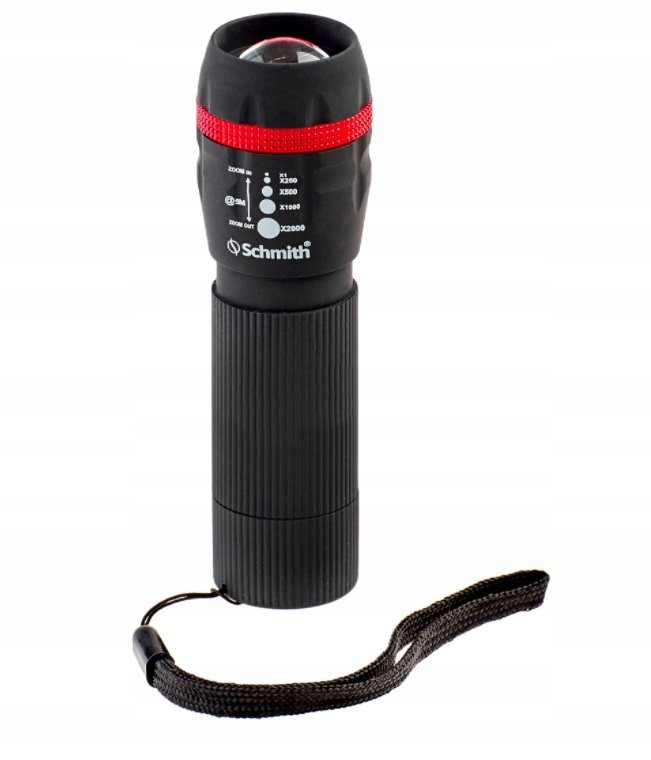 SCHMITH MOCNA MAŁA PORĘCZNA LATARKA LED FUNKCJA ZOOM 2000 BATERIE GRATIS Kod producenta SLT-L