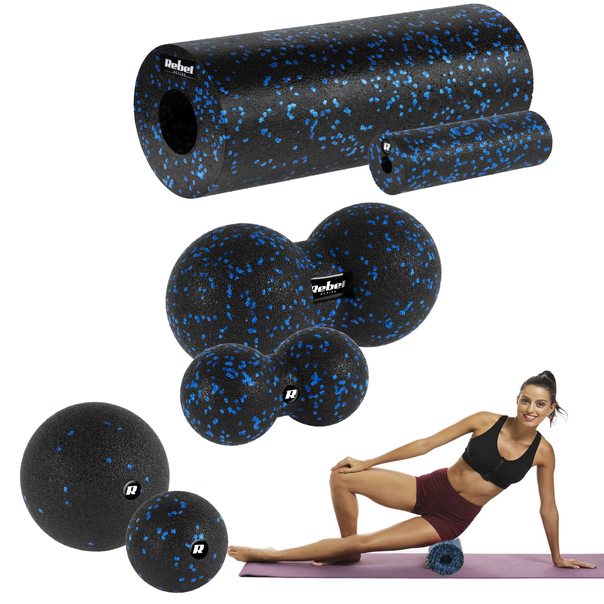 Sada masážních válečků mini roller 2x míček 2x duoball 6 ks Epp Rebel