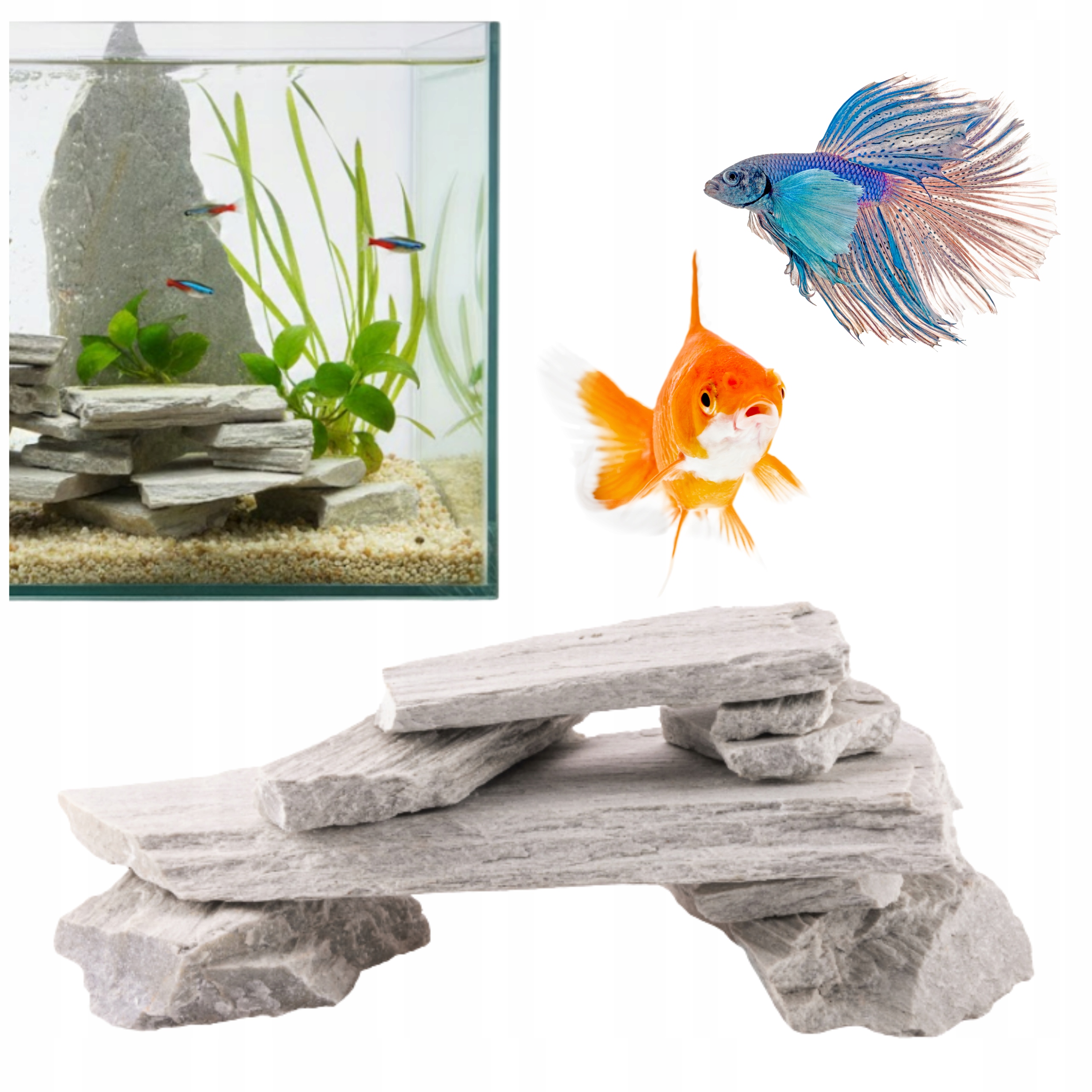 Levně Bílá Břidlicová Sada Kamenů Do Akvária 24 Kg